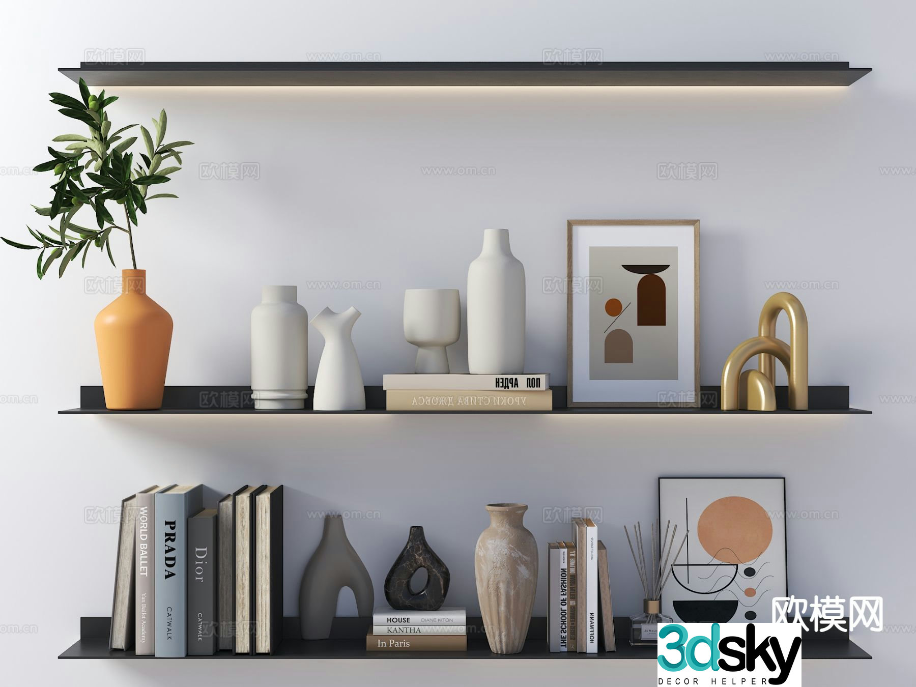Books Decorations Ornaments Vase 3d model