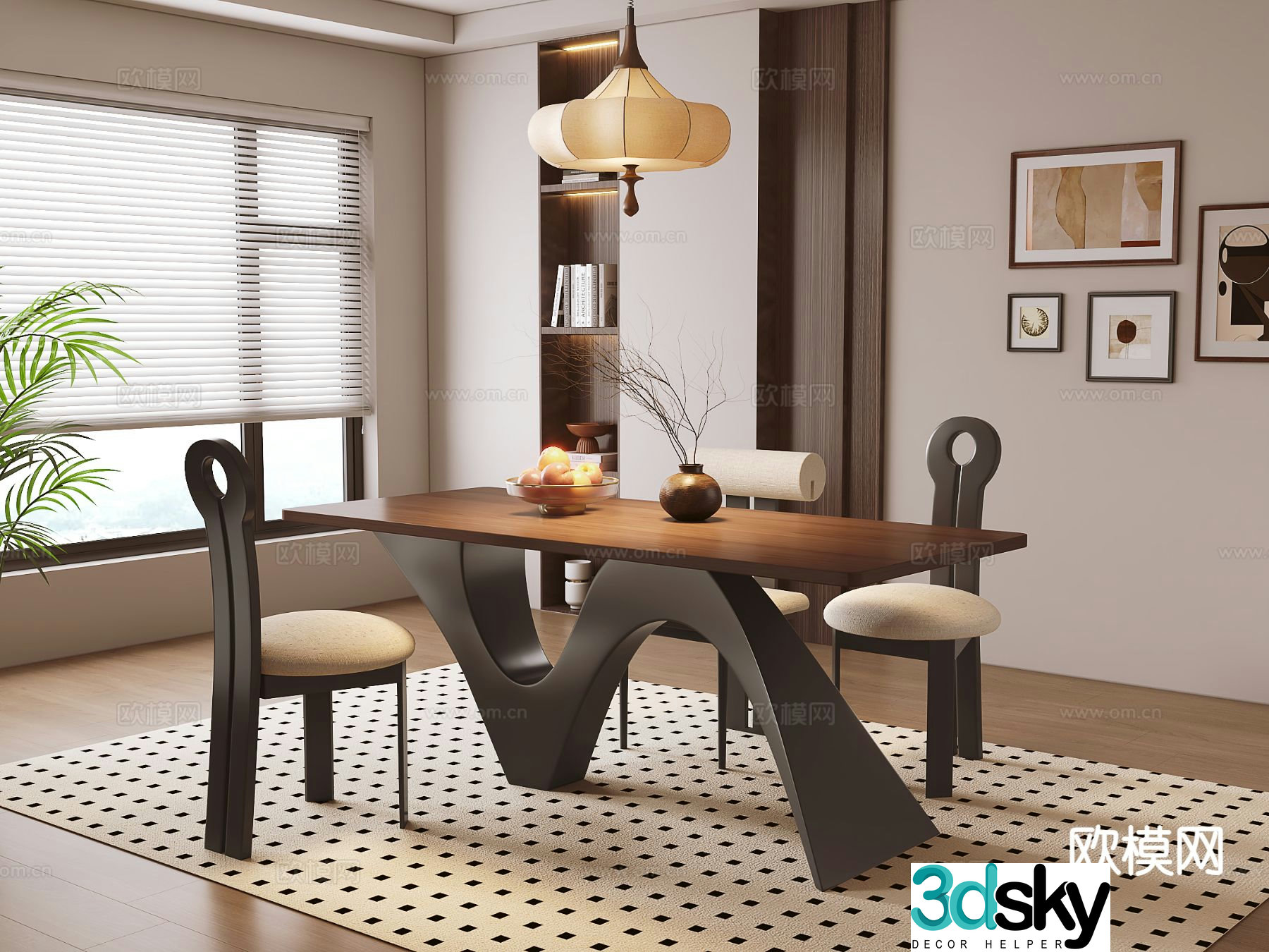 Medieval style dining table and chairs bar dining table 3D model