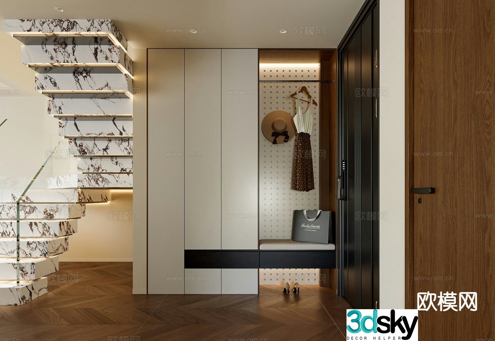 Medieval style shoe cabinet 3D model of home shoe cabinet