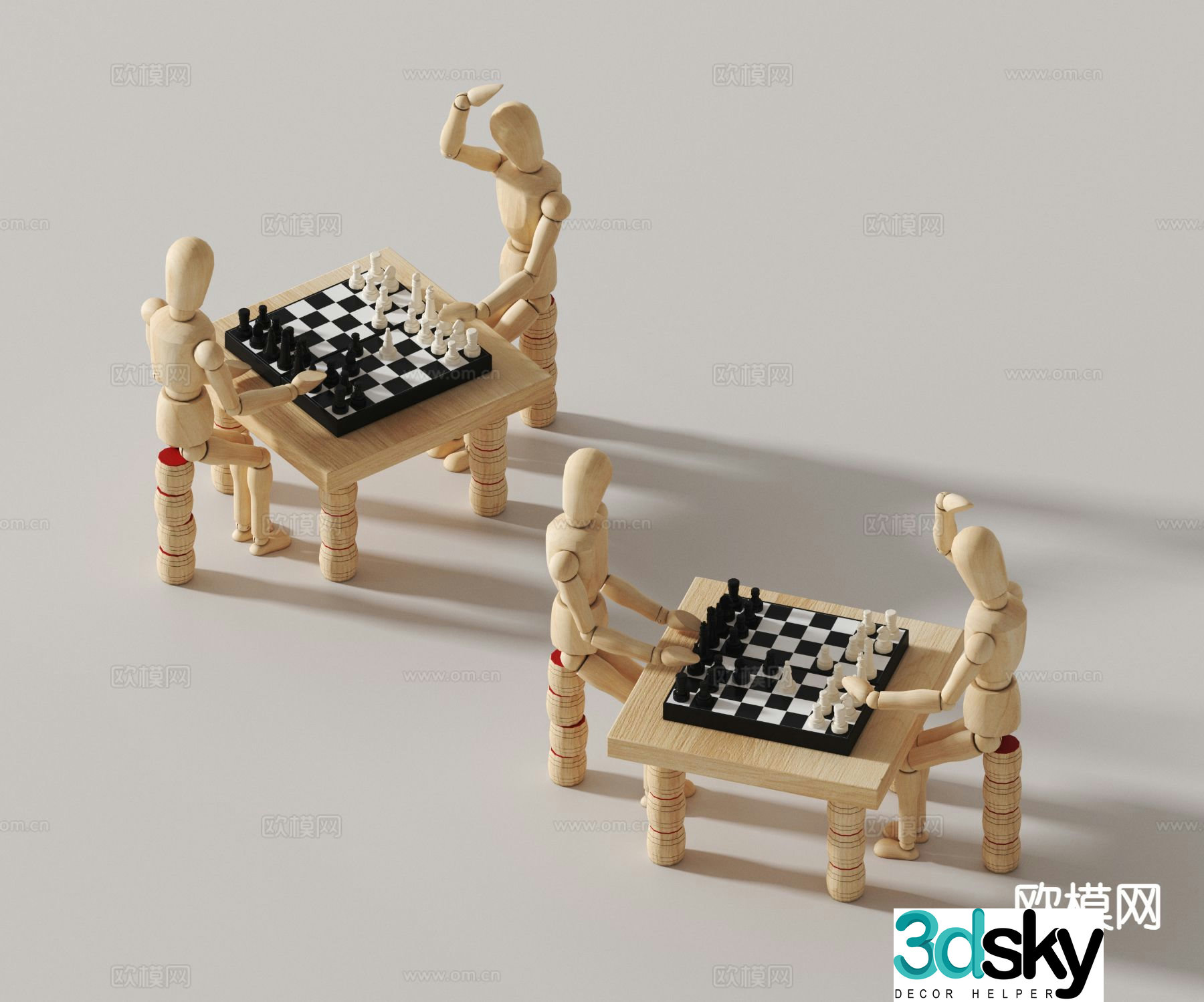 Modern doll ornaments building block toys 3D model