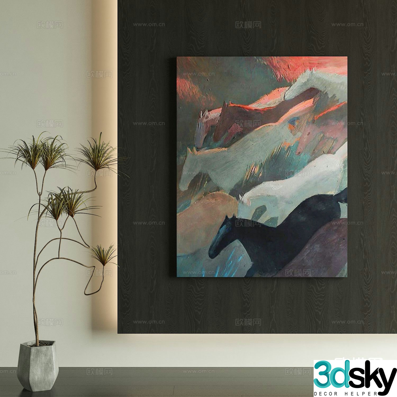 Wabi-sabi art painting texture painting decorative painting 3d model