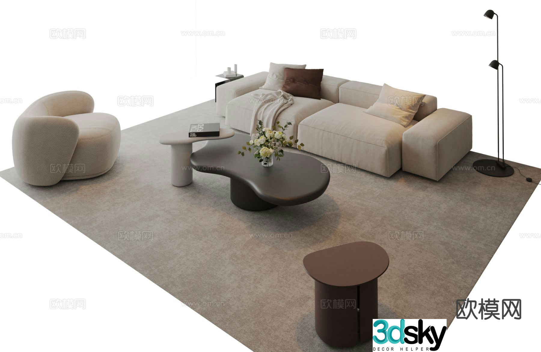 Italian sectional sofa 3d model