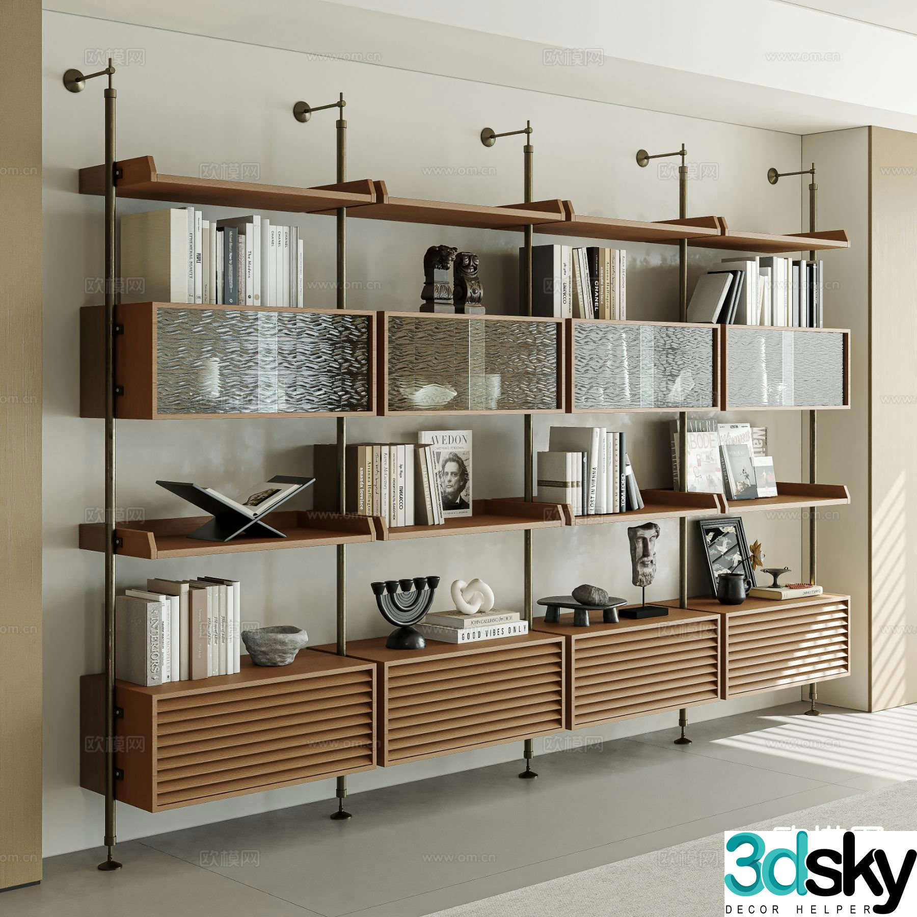 Open bookcase bookshelf 3d model