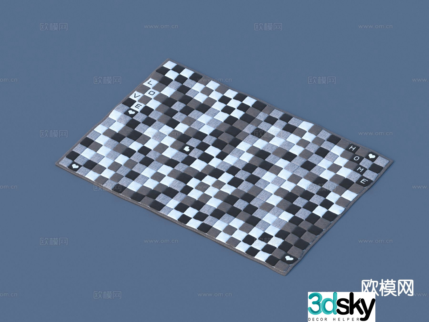 Modern carpet square rug 3d model