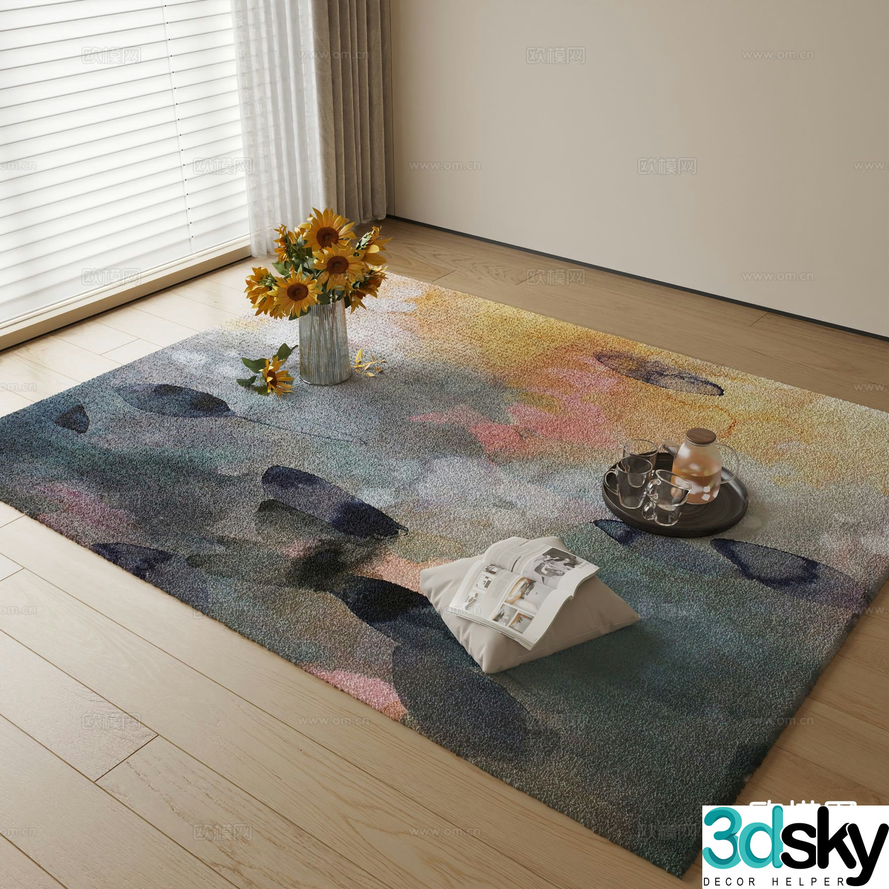 Modern carpet square rug 3d model