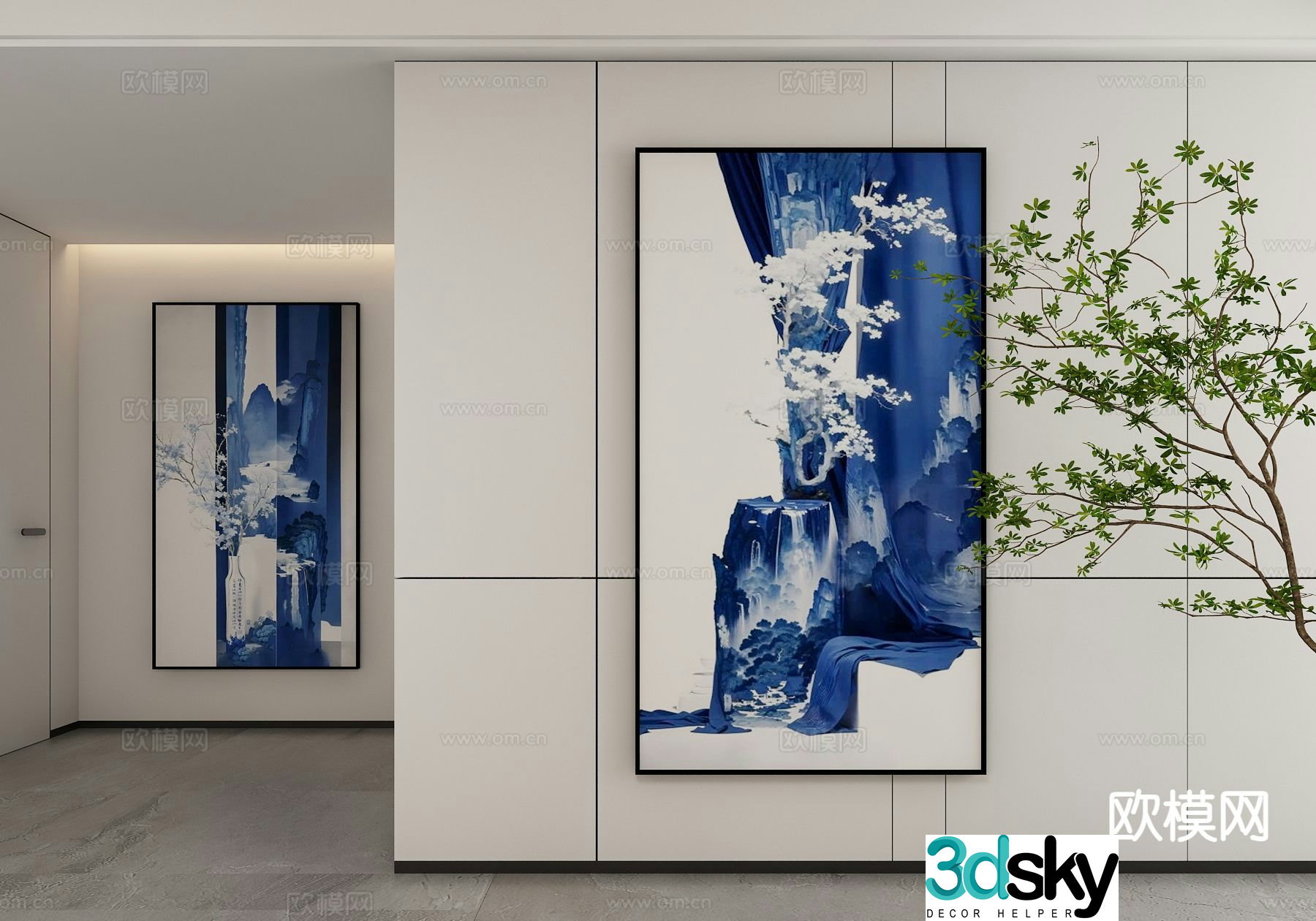New Chinese style decorative painting art painting hanging painting 3d model