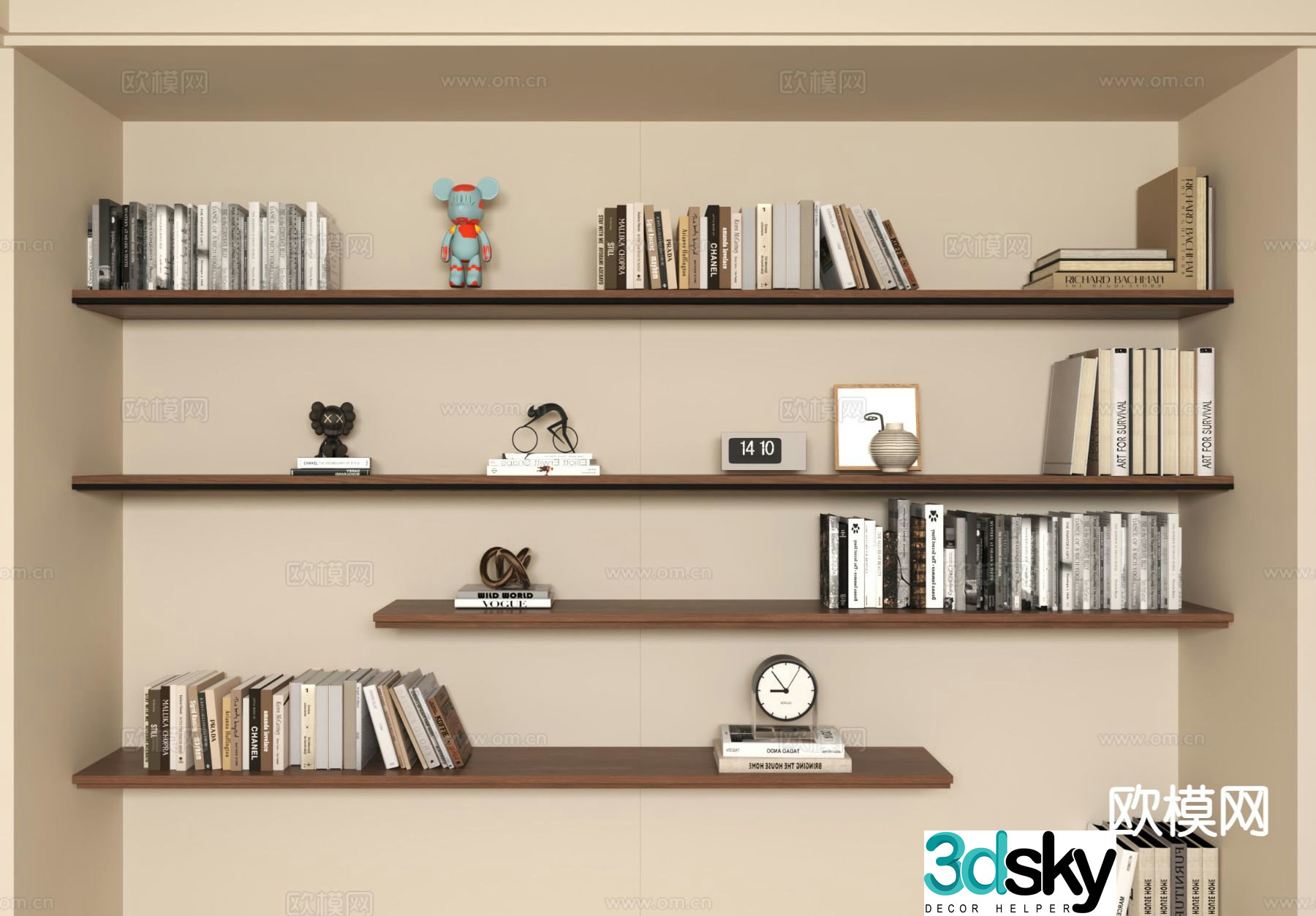 Medieval style bookshelf shelf 3d model