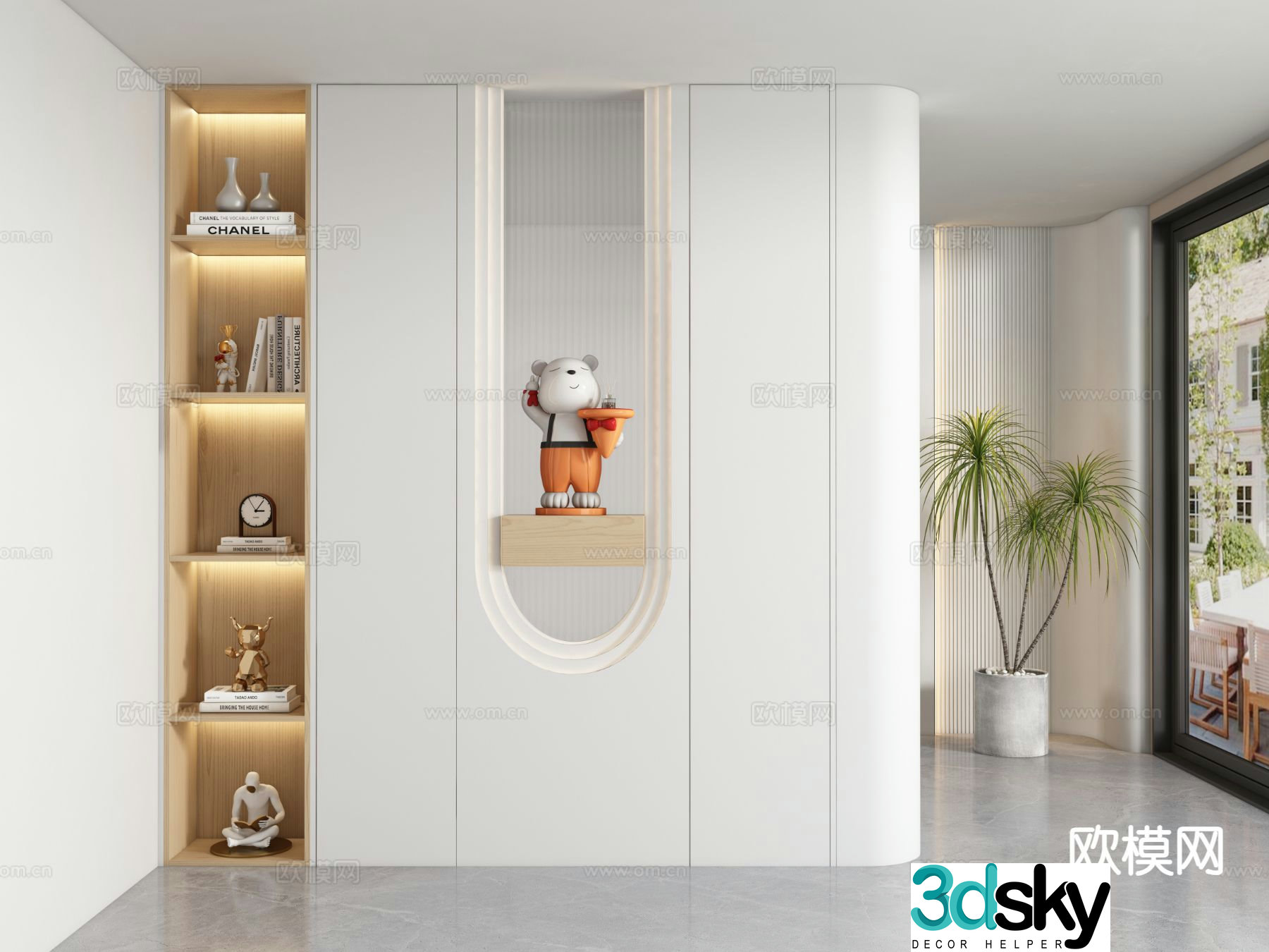 Cream style entrance shoe cabinet partition cabinet 3D model