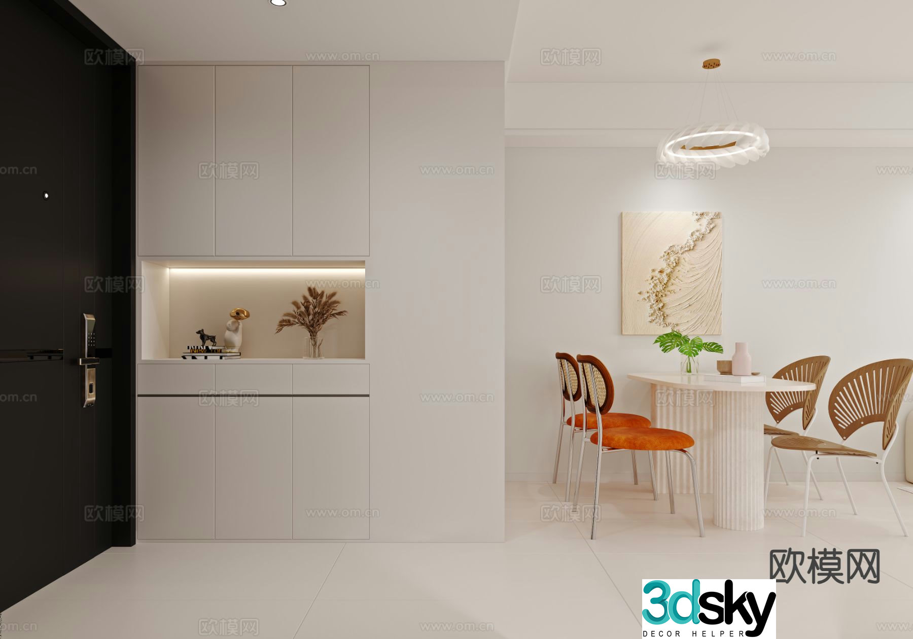 Cream style restaurant 3d model