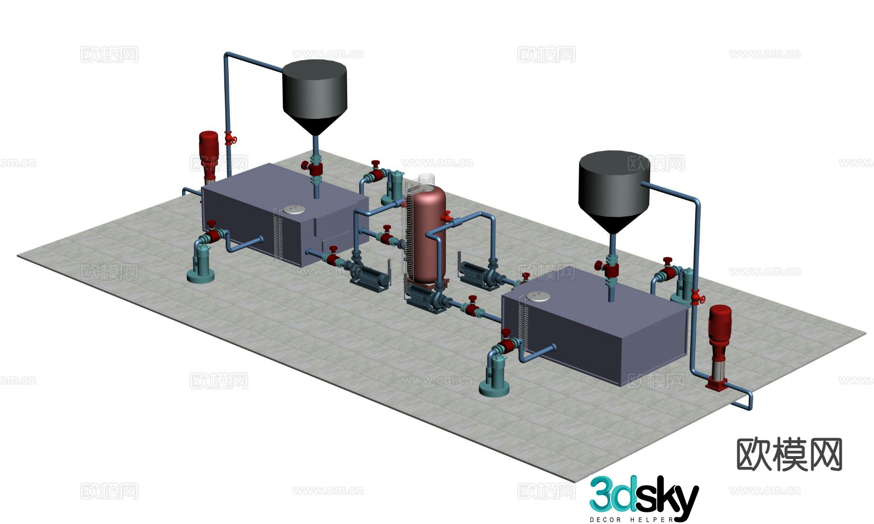 Water tank, submersible pump, water pump, engine, coal mine special 3D model