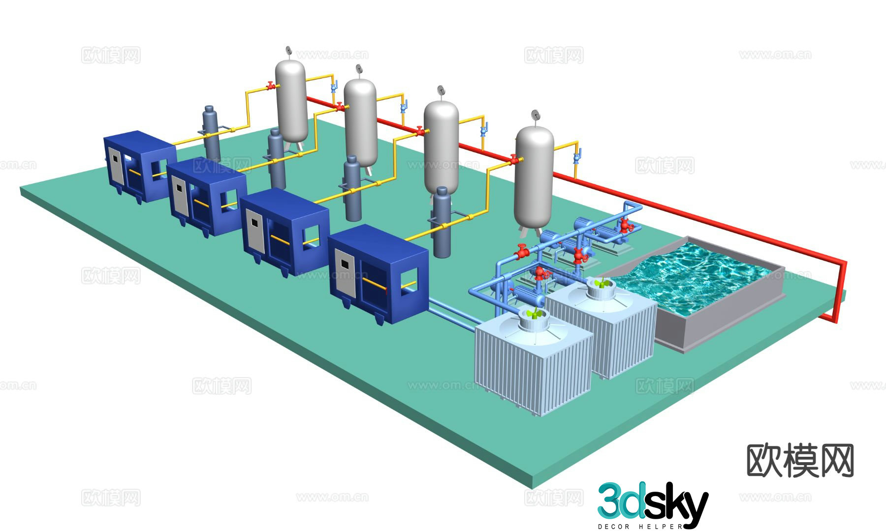 Compressor room, water tank, coal mine special 3D model