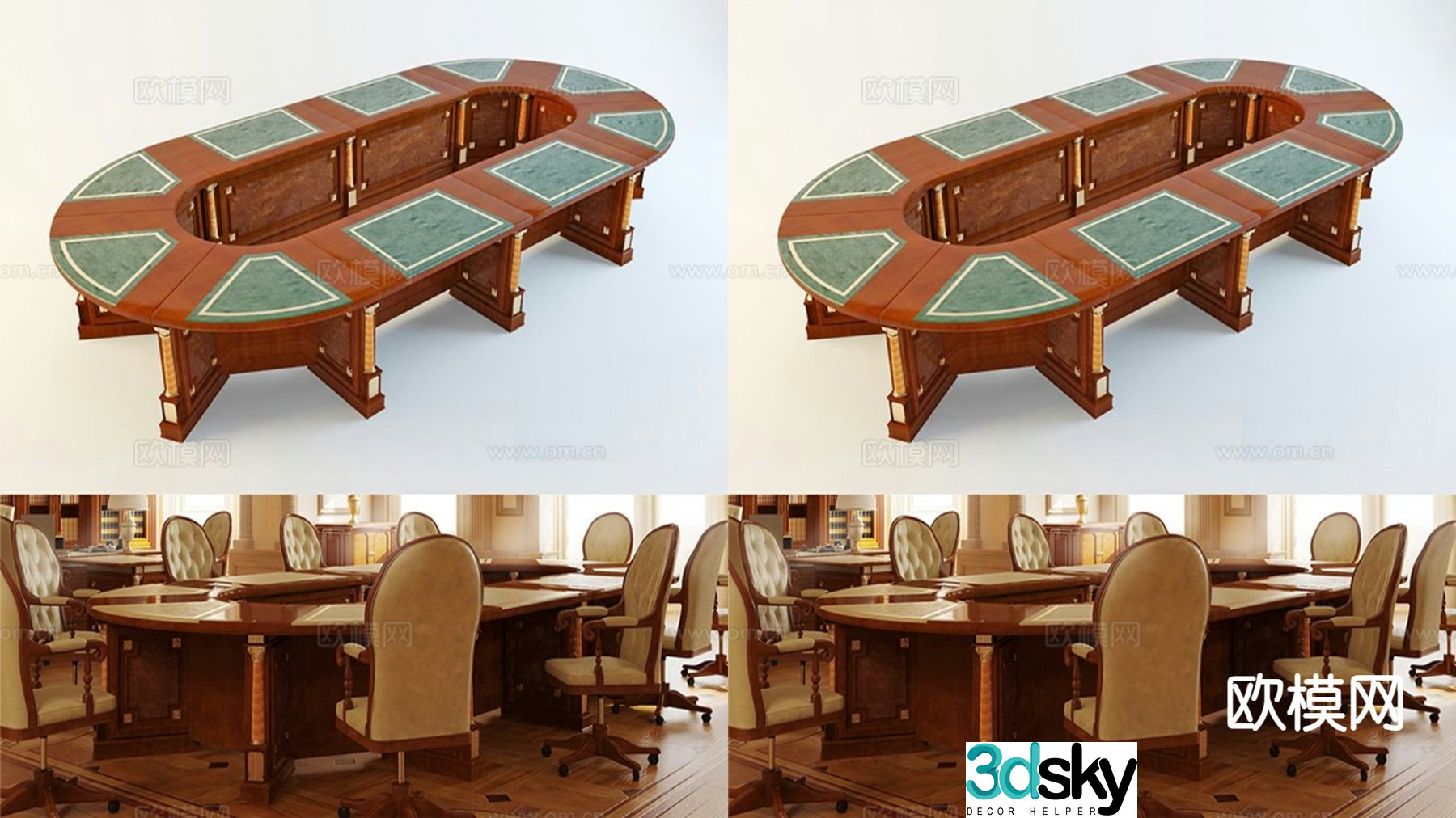 European conference table round conference table 3d model