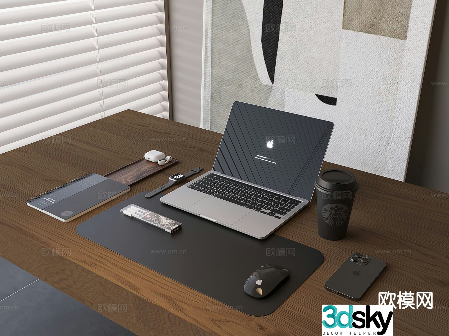 Office supplies desktop accessories laptop mouse 3d model