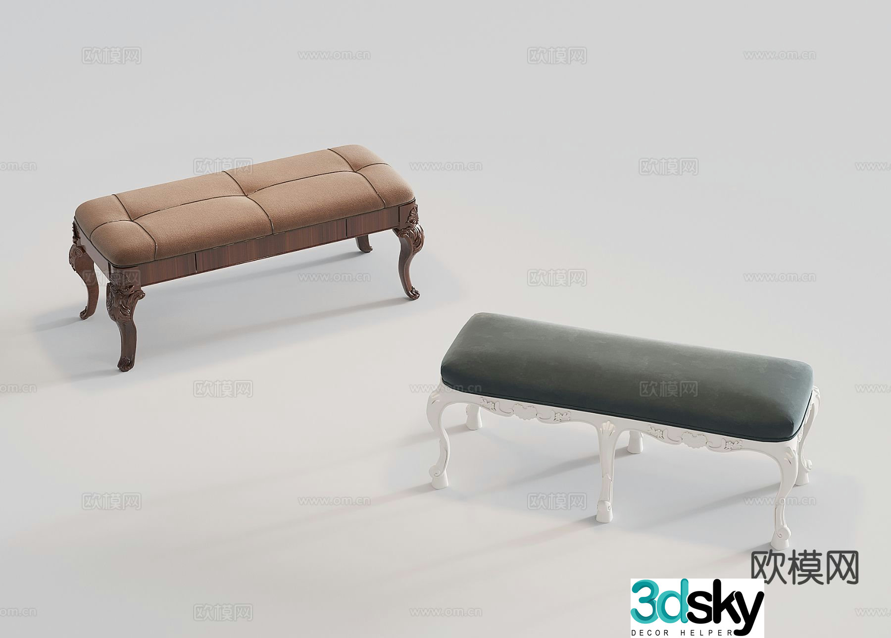 American sofa stool 3d model