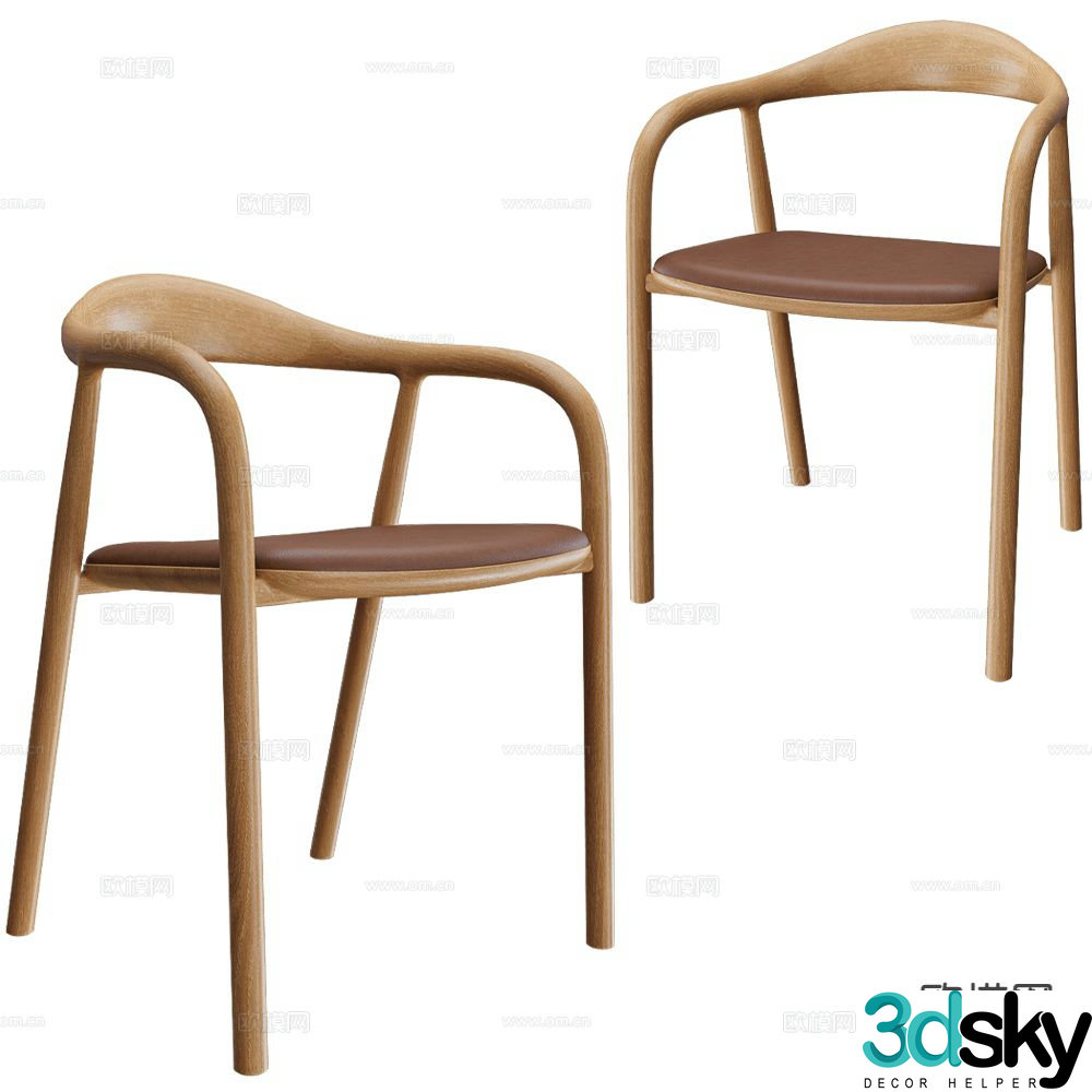 Partisan dining chair single chair 3d model
