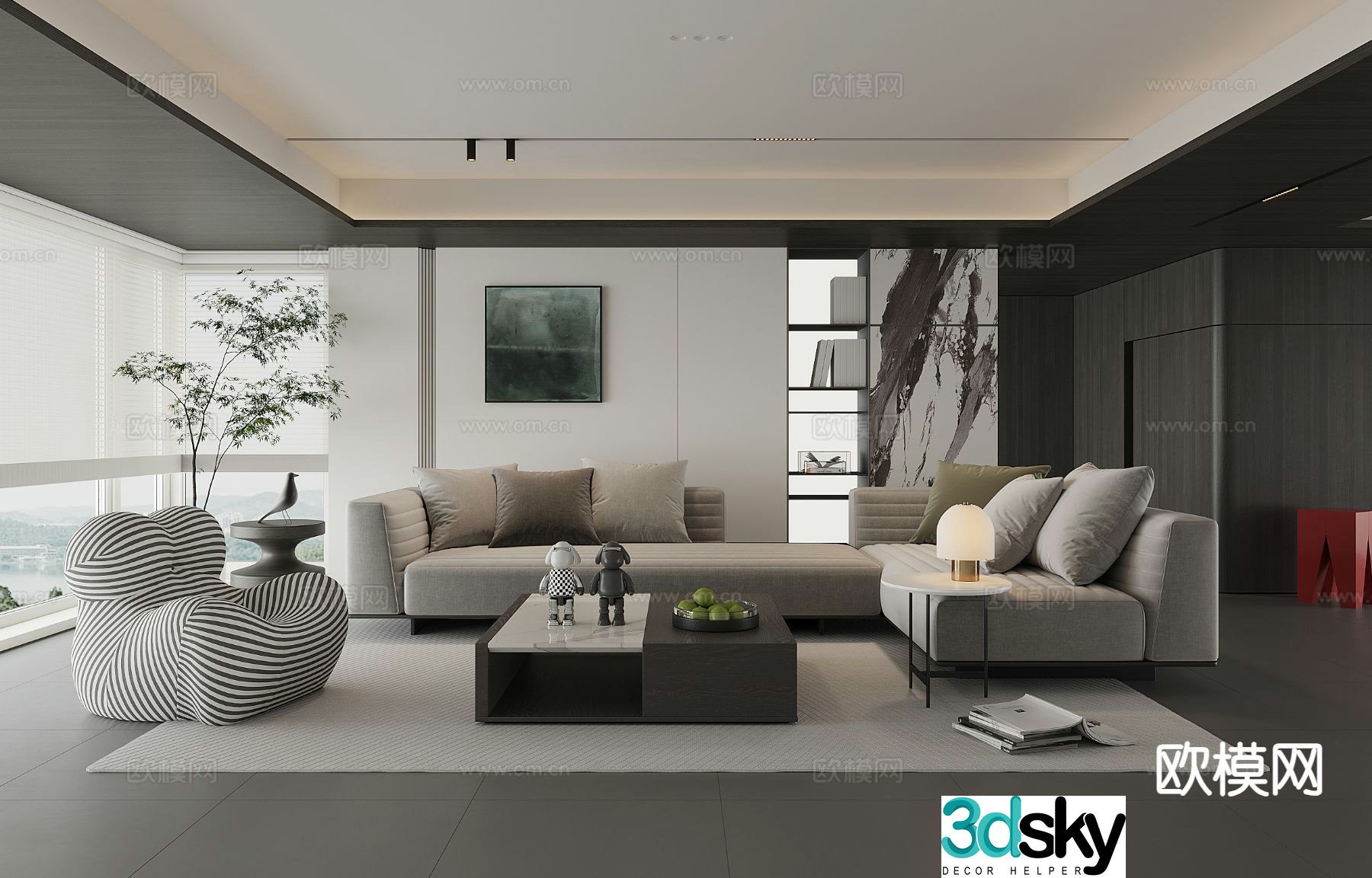 Modern home living room 3d model