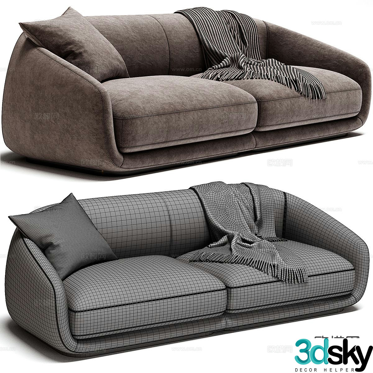 Double sofa upholstered sofa 3d model