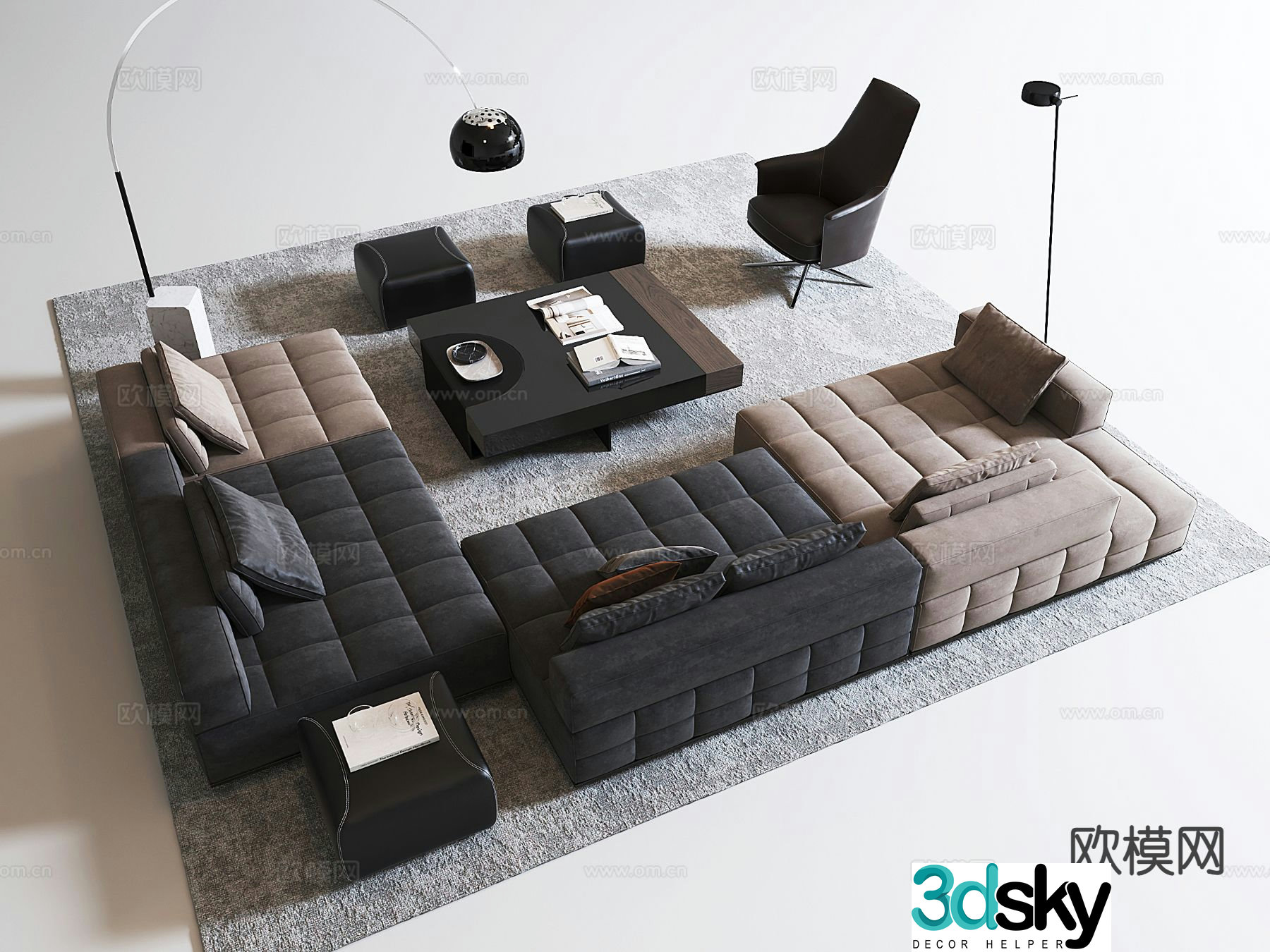 Italian sectional sofa 3d model