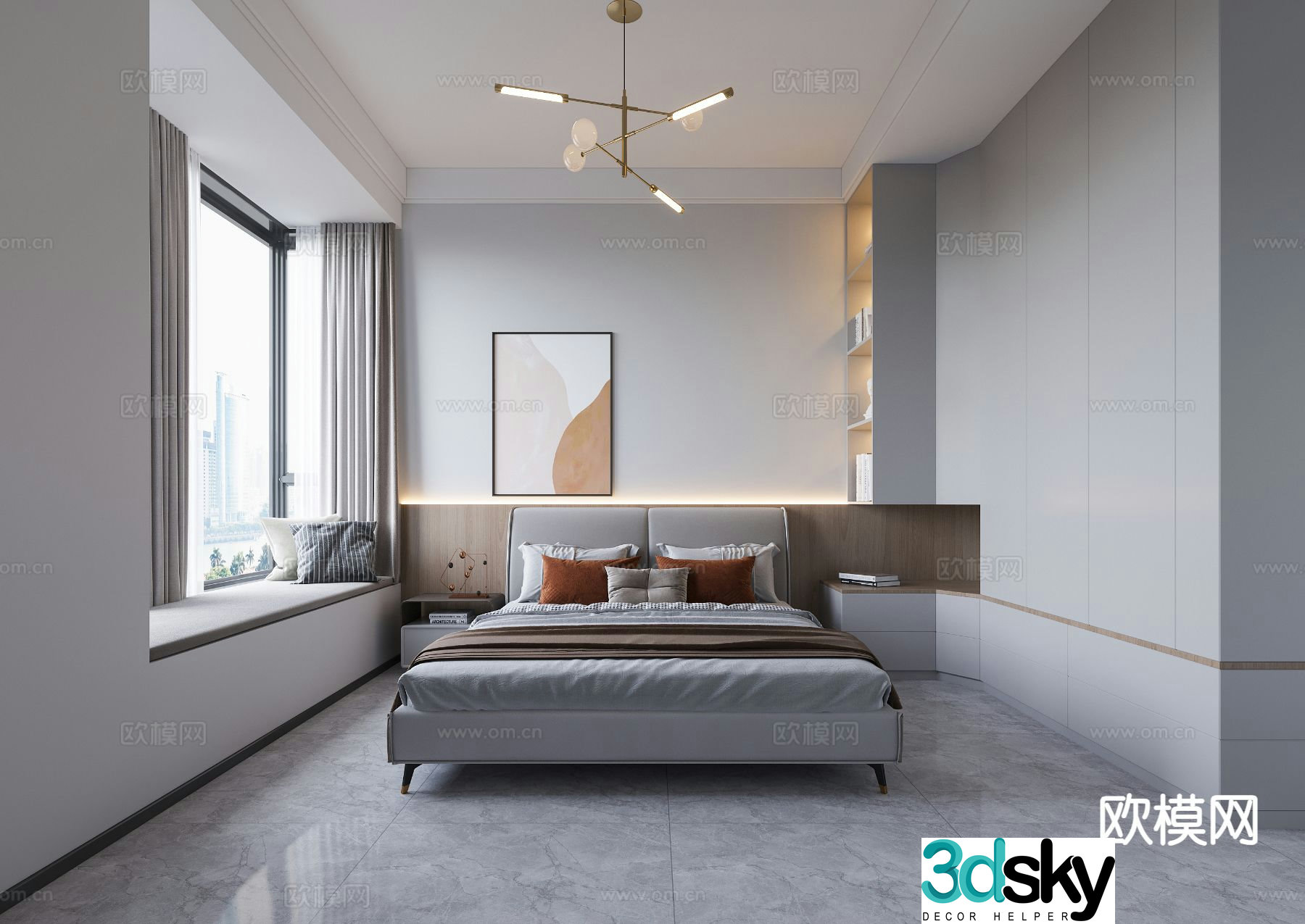 Modern bedroom master bedroom 3d model
