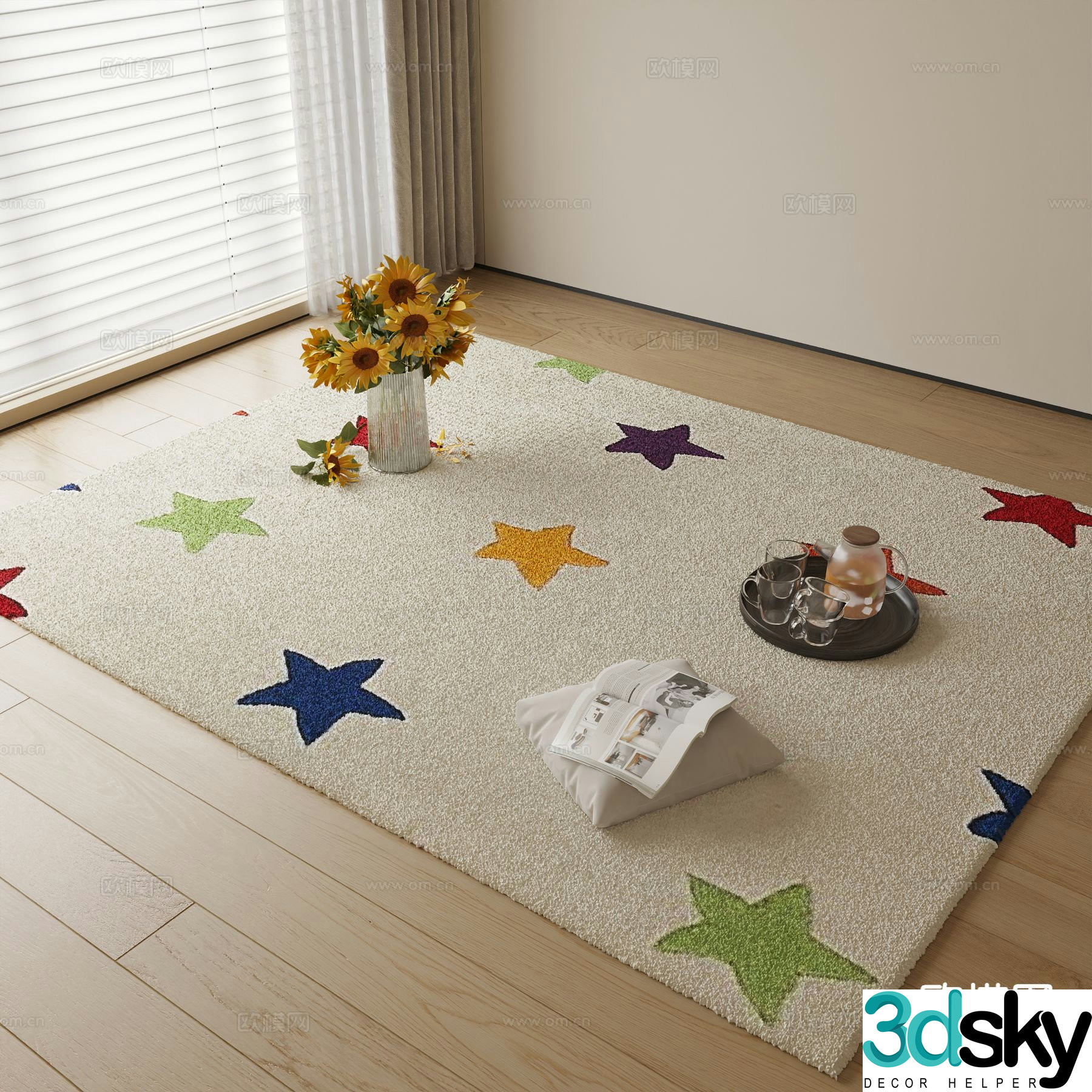 Modern carpet square rug 3d model
