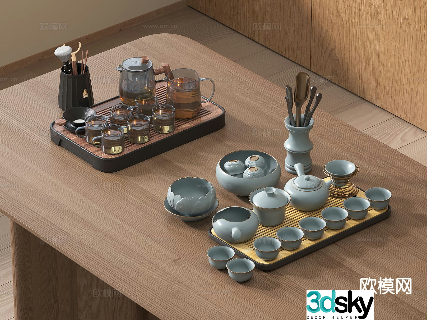 Chinese tea set tea tray teapot tea cup electric kettle electric tea stove 3D model