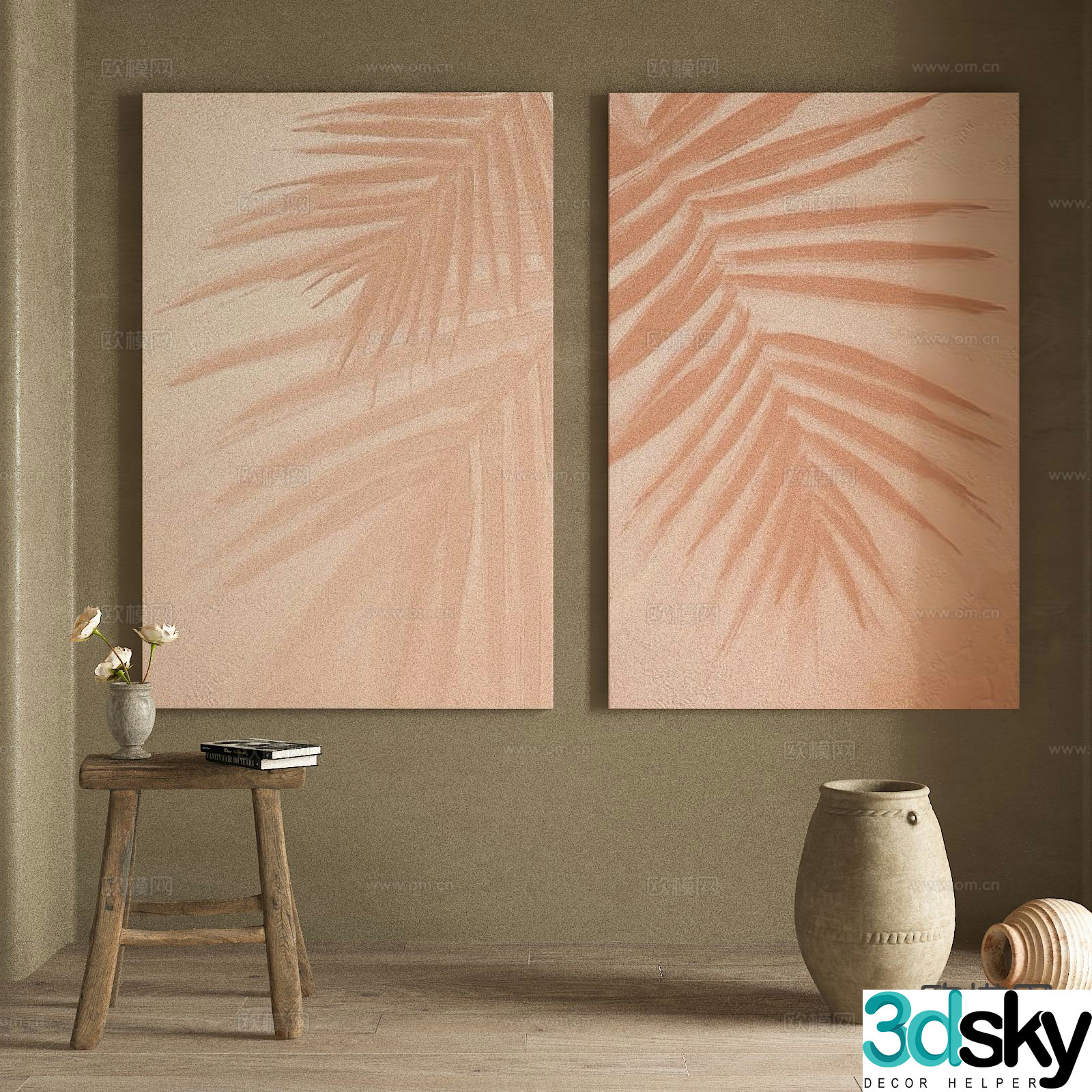 Wabi-sabi painting texture painting decorative painting hanging painting 3D model