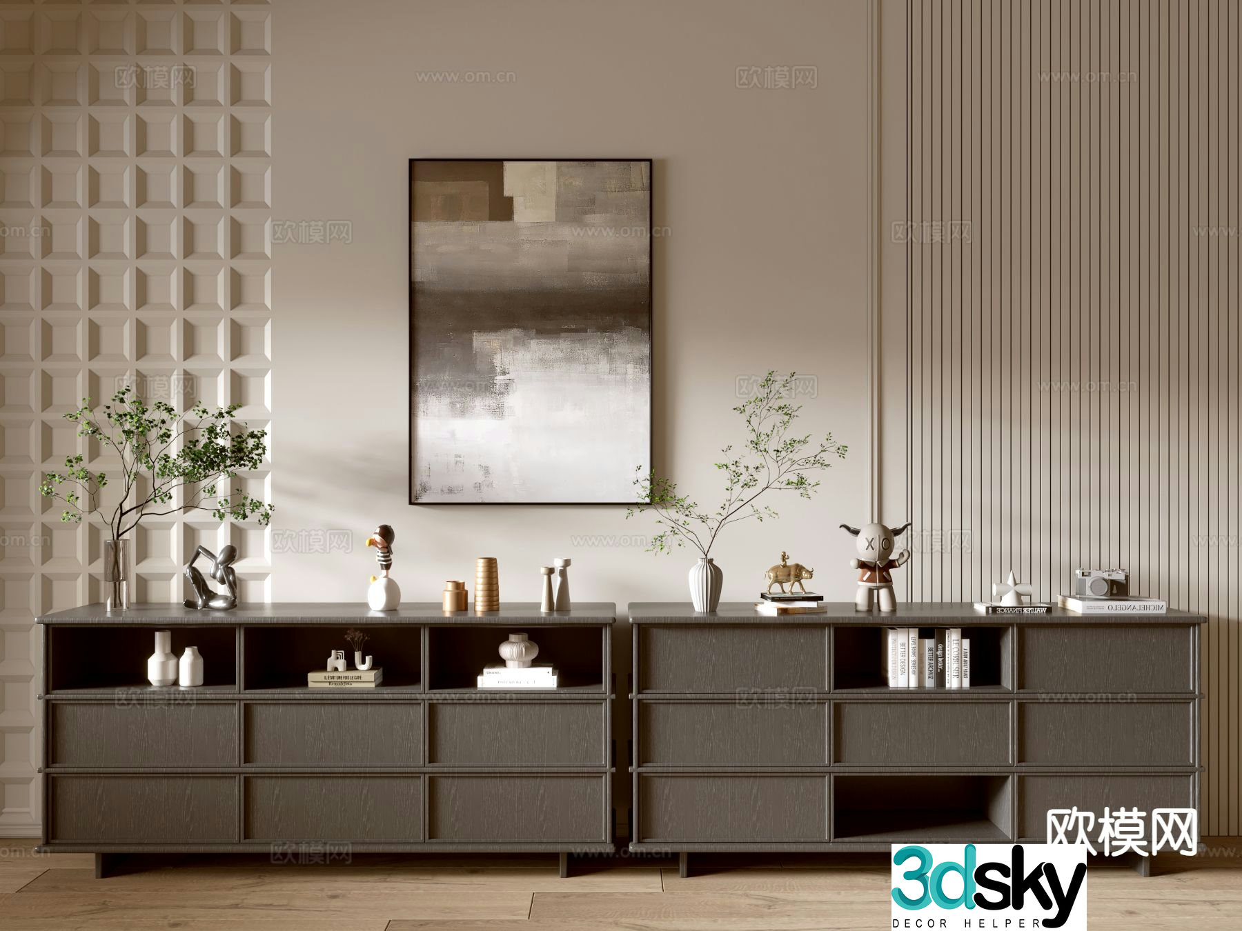 Modern entryway cabinet side cabinet 3d model