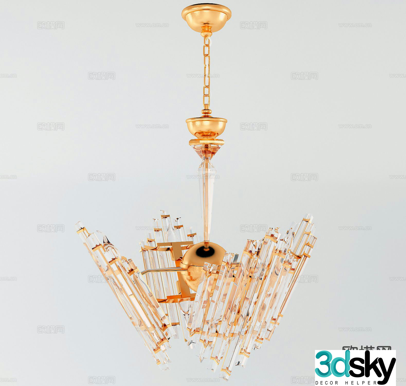 Modern chandelier metal crystal lamp 3d model