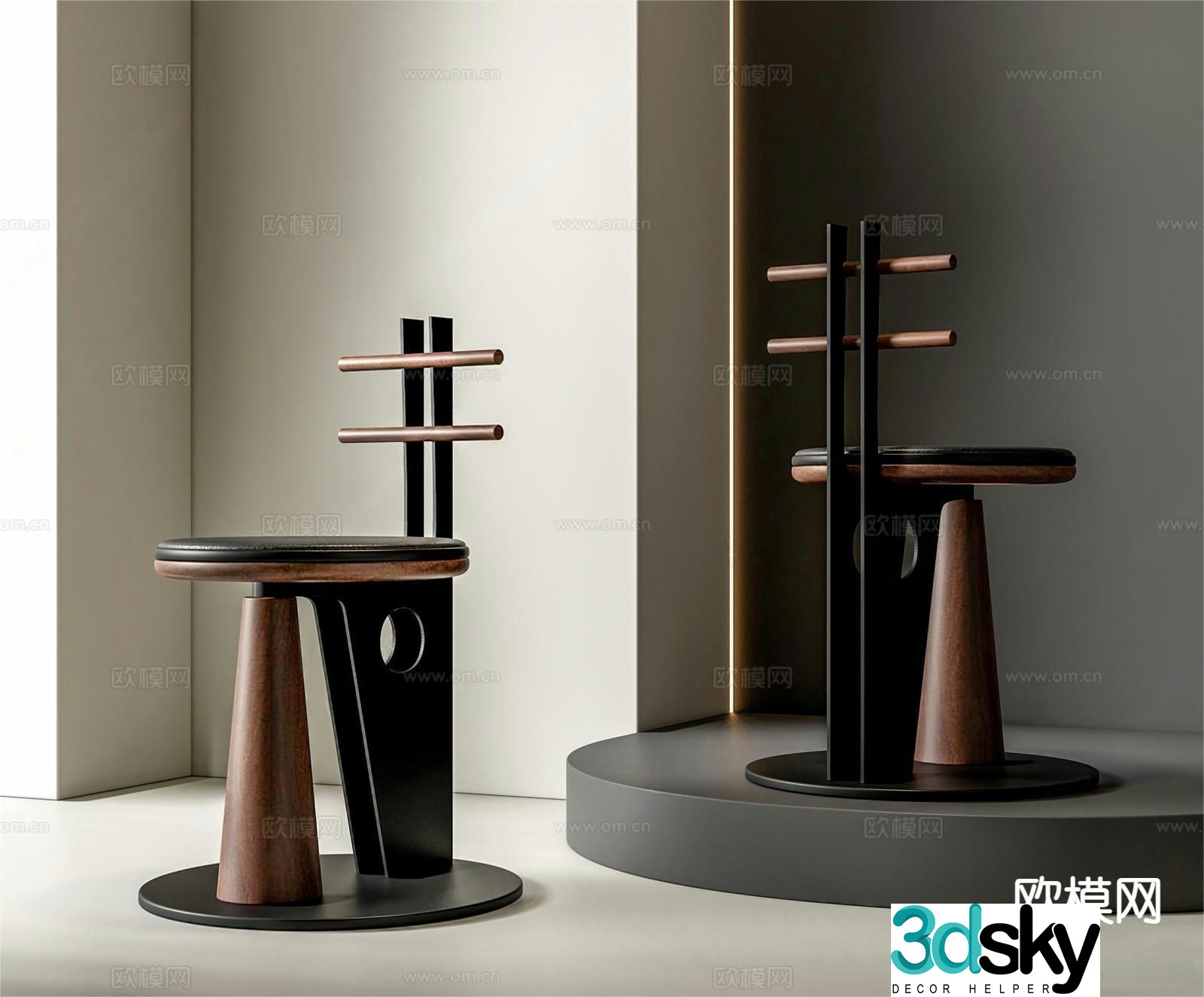 Medieval style chair dining chair 3d model