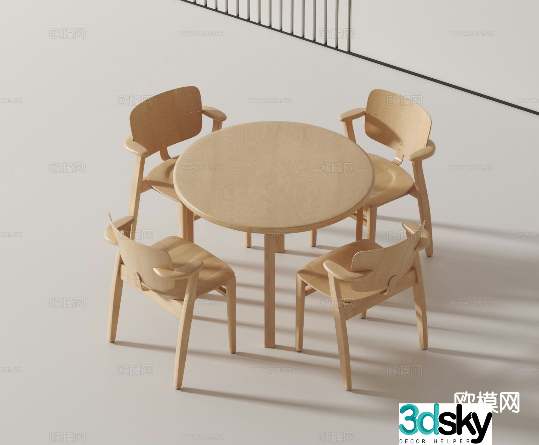Modern round table leisure table and chairs 3d model