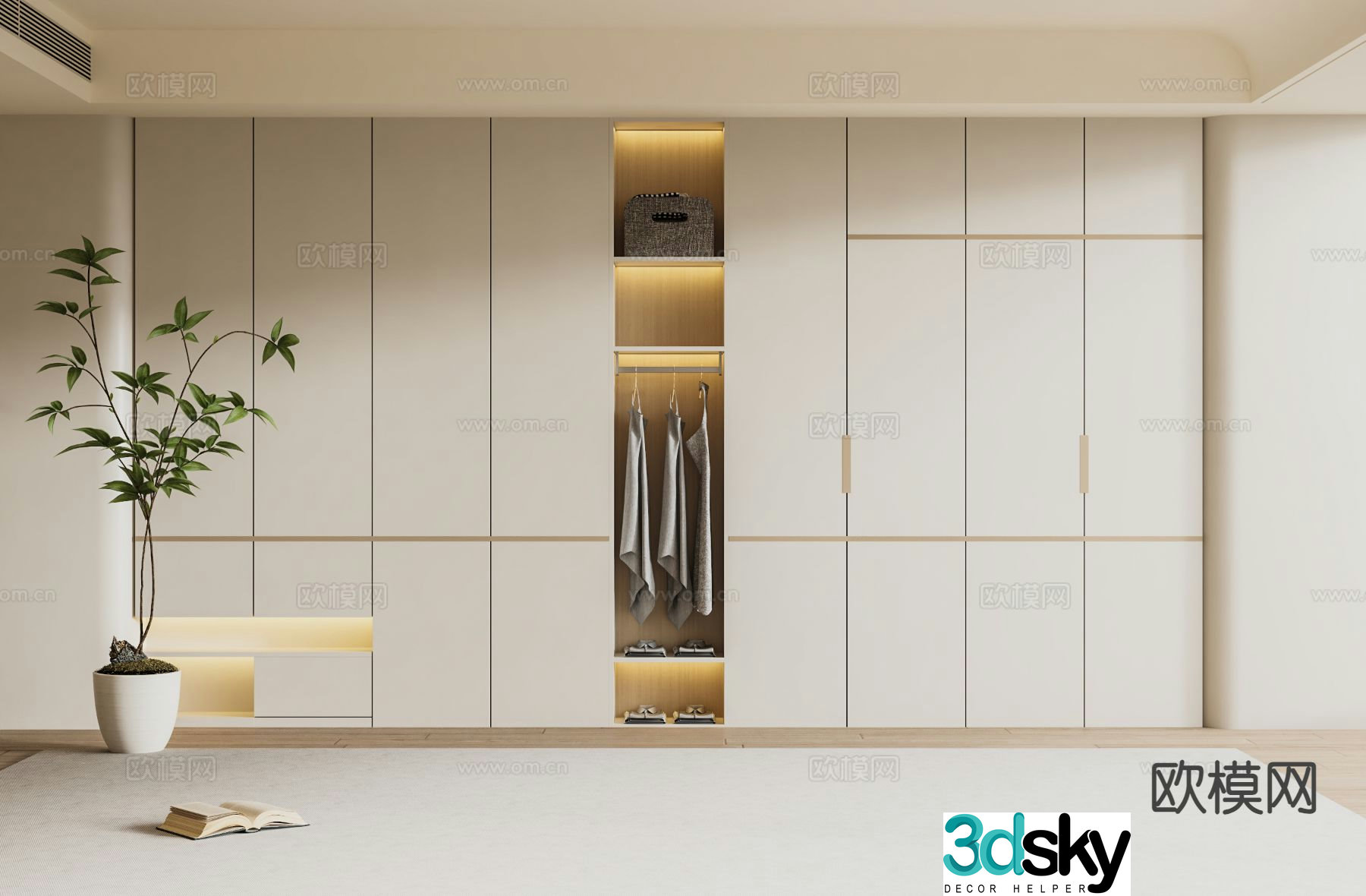 Cream style wardrobe wardrobe 3d model
