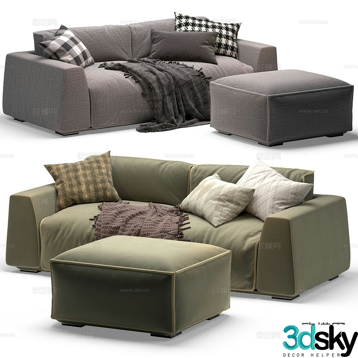 Simple double sofa 3d model