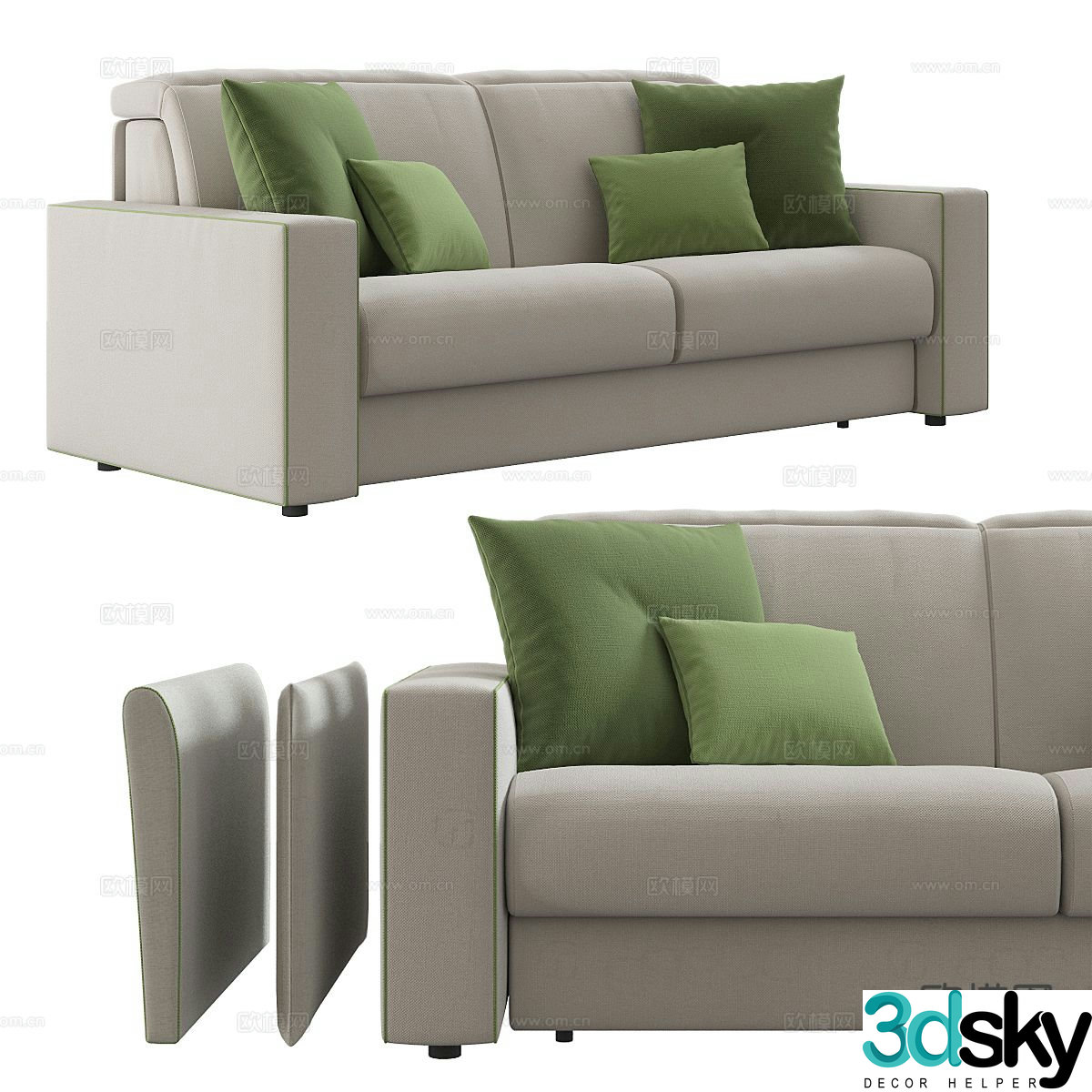 Simple double sofa 3d model