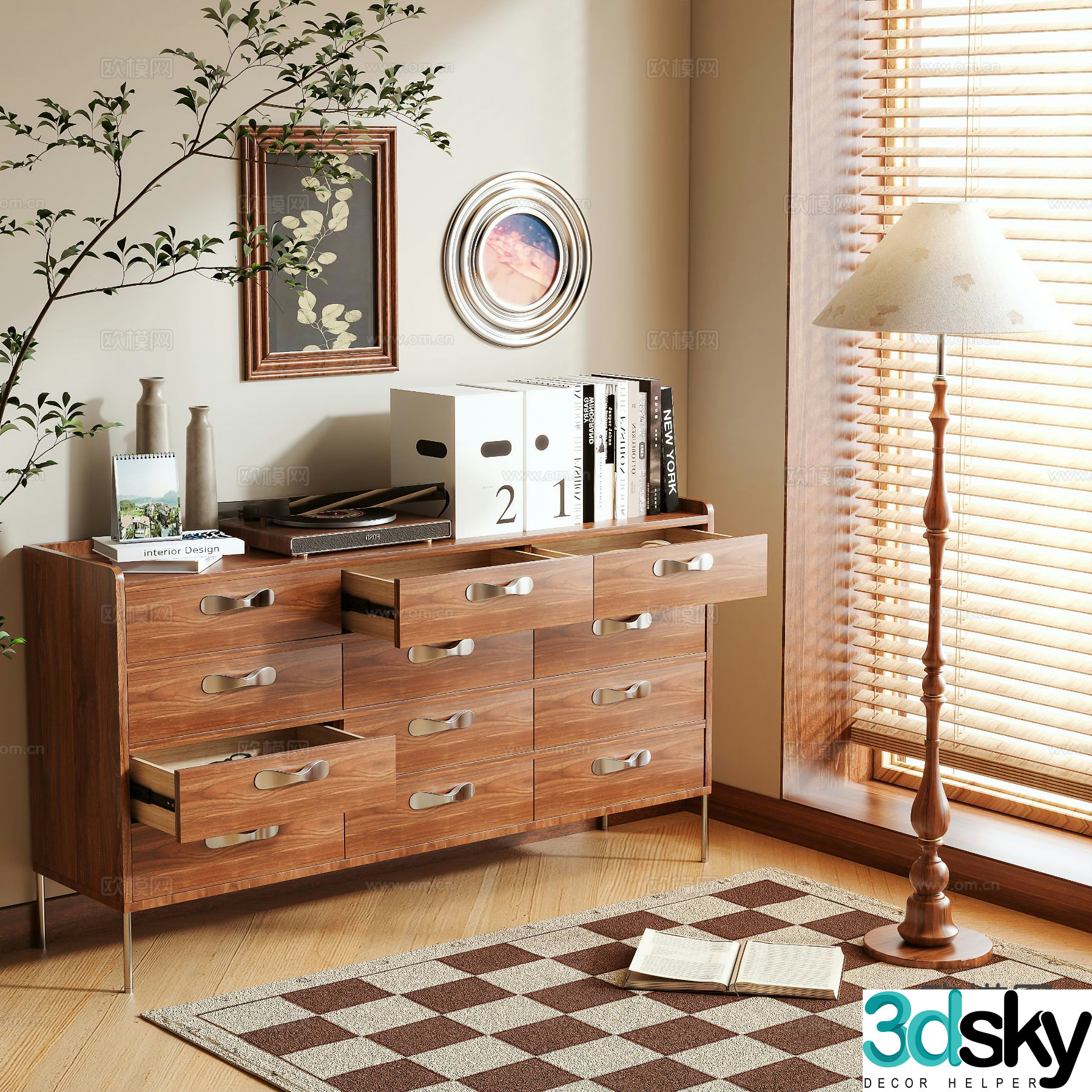 Log chest of drawers 3D model