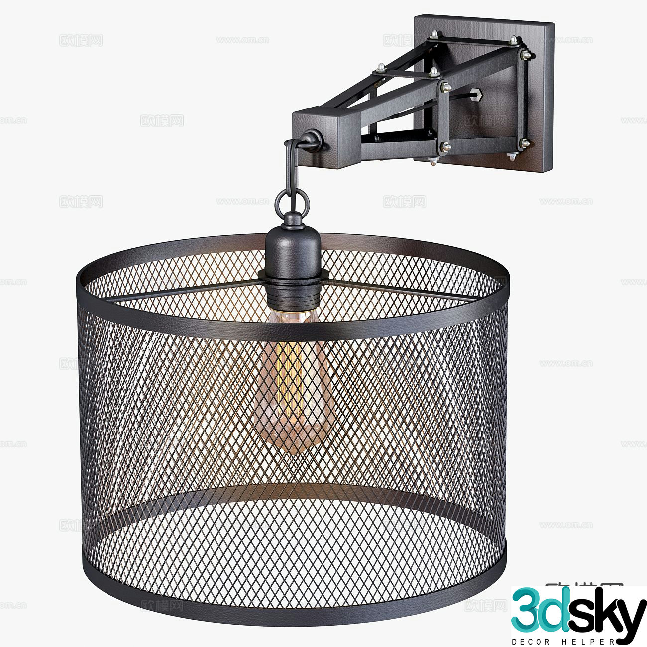 Industrial style wall lamp 3d model