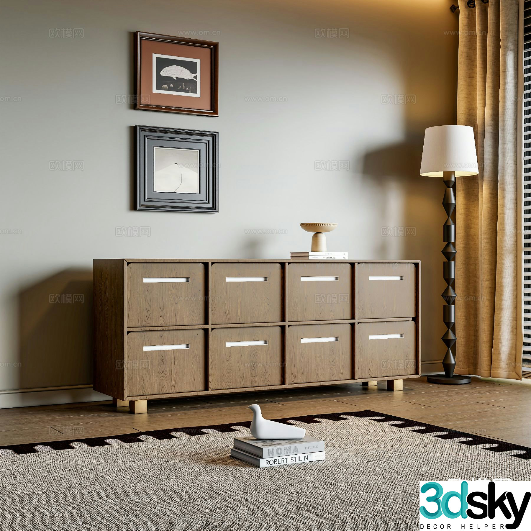 Modern entryway cabinet drawer 3d model