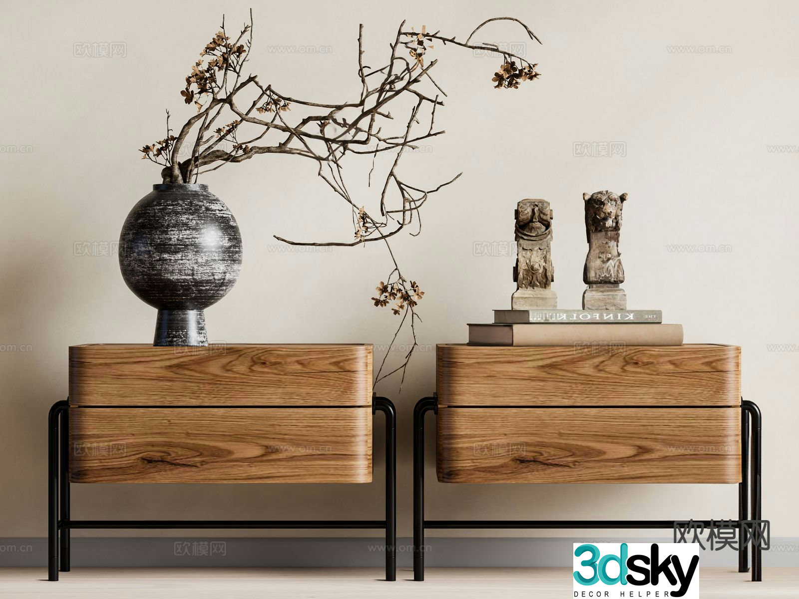 Medieval style bedside table 3d model