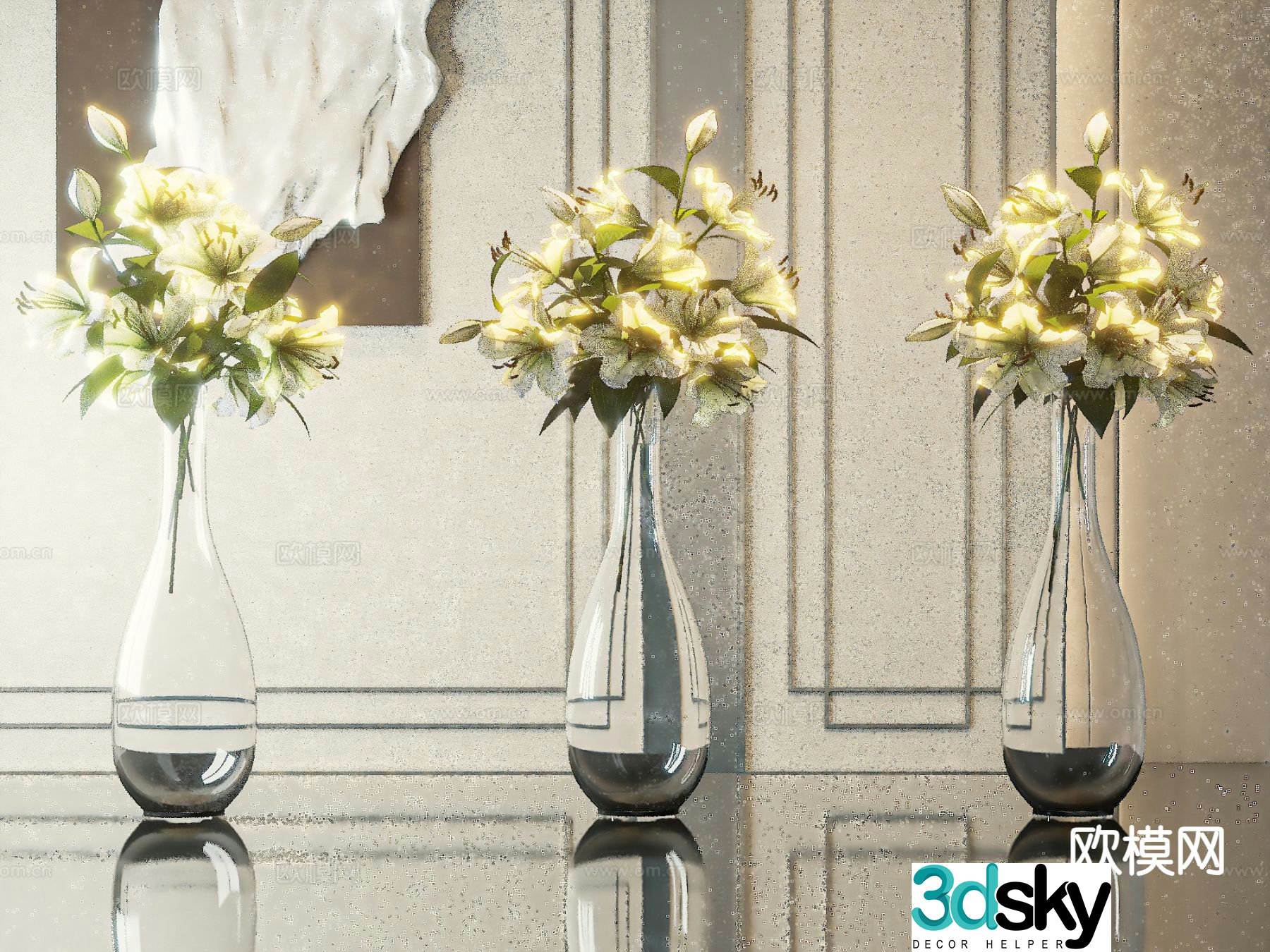 flowers flower arrangement vase floral 3d model