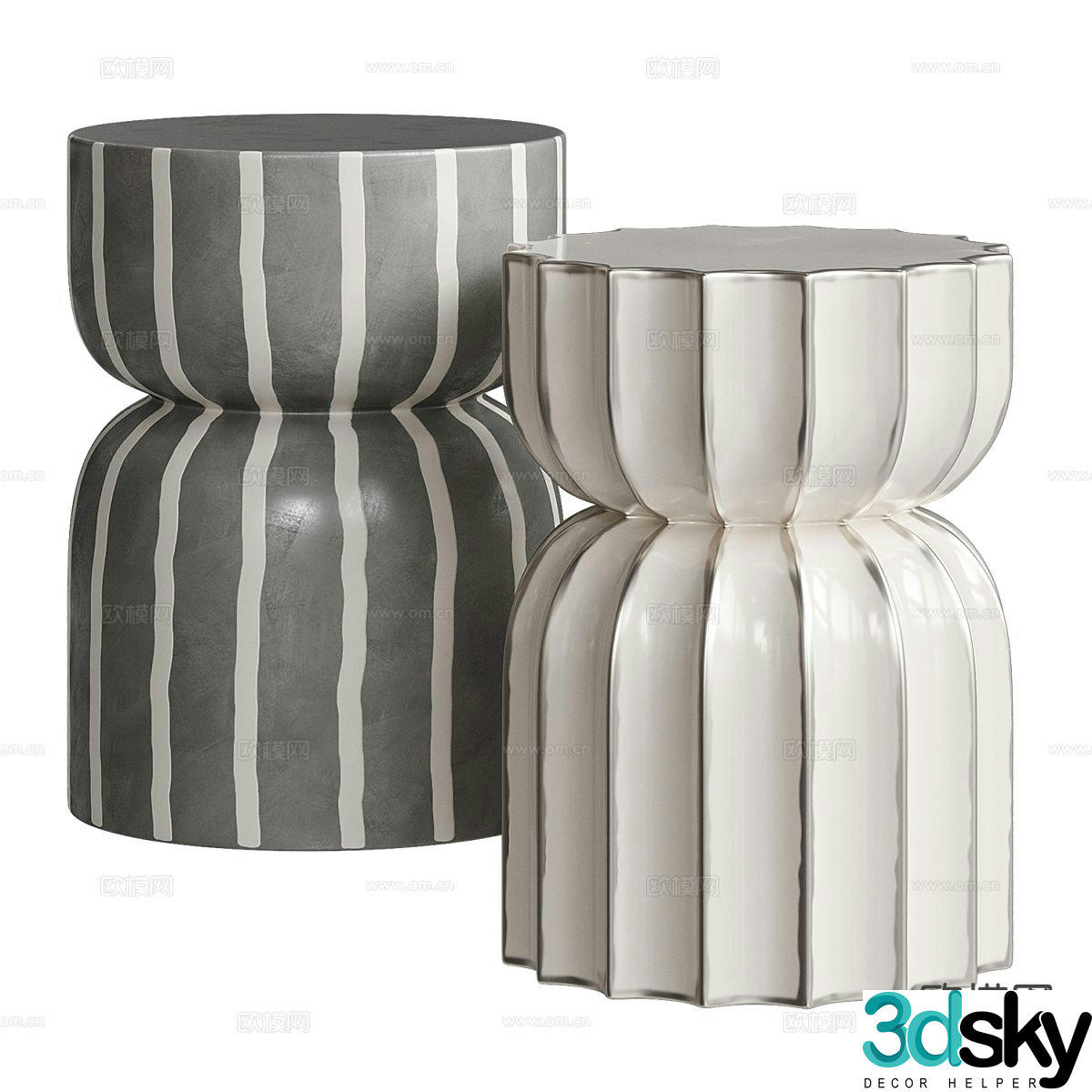 Light luxury ceramic side table corner table 3D model