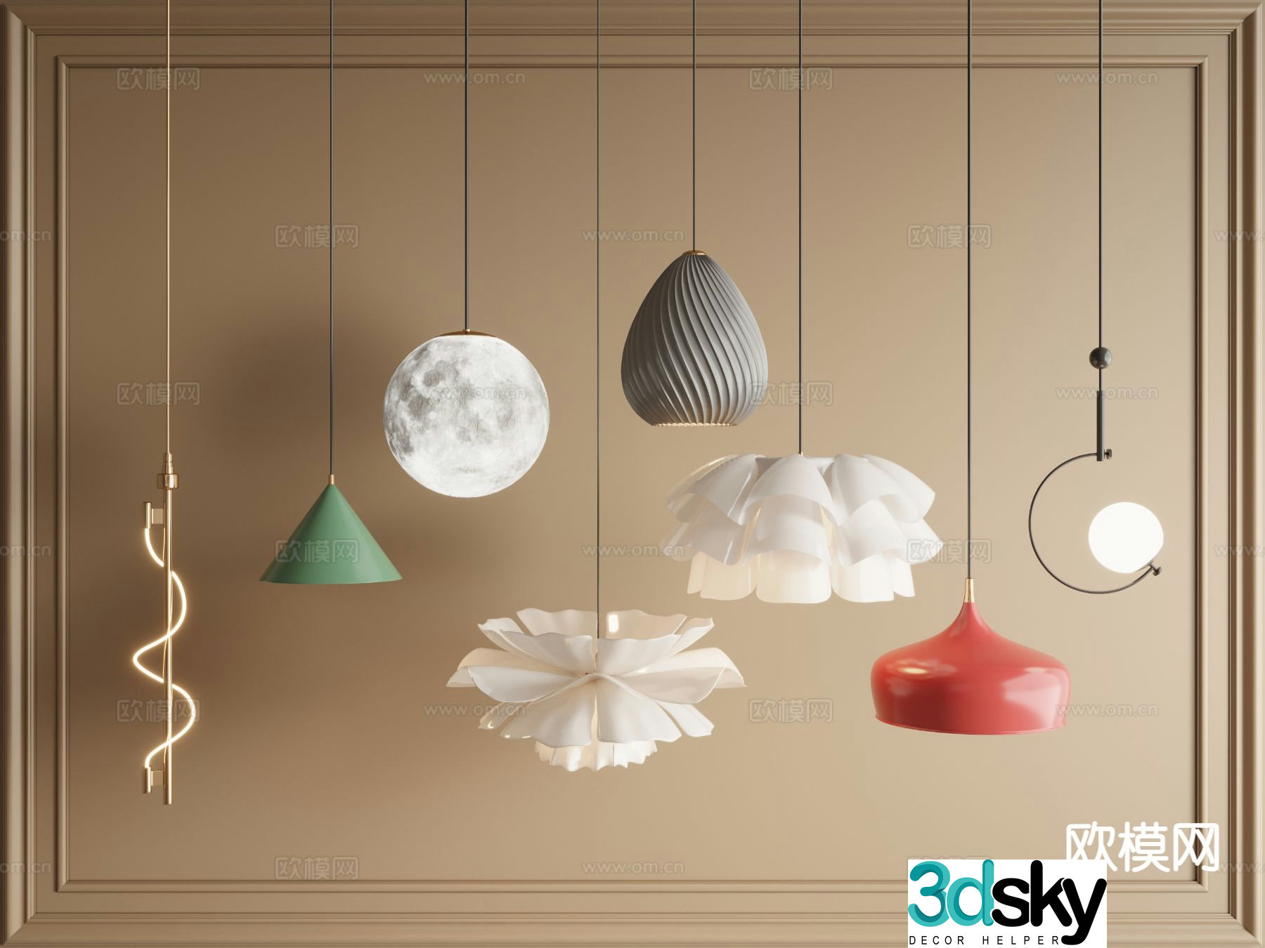 Bedside small chandelier 3d model