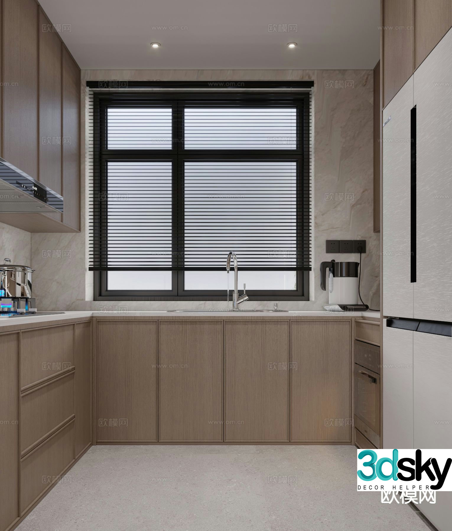 New Chinese style kitchen cabinet 3d model