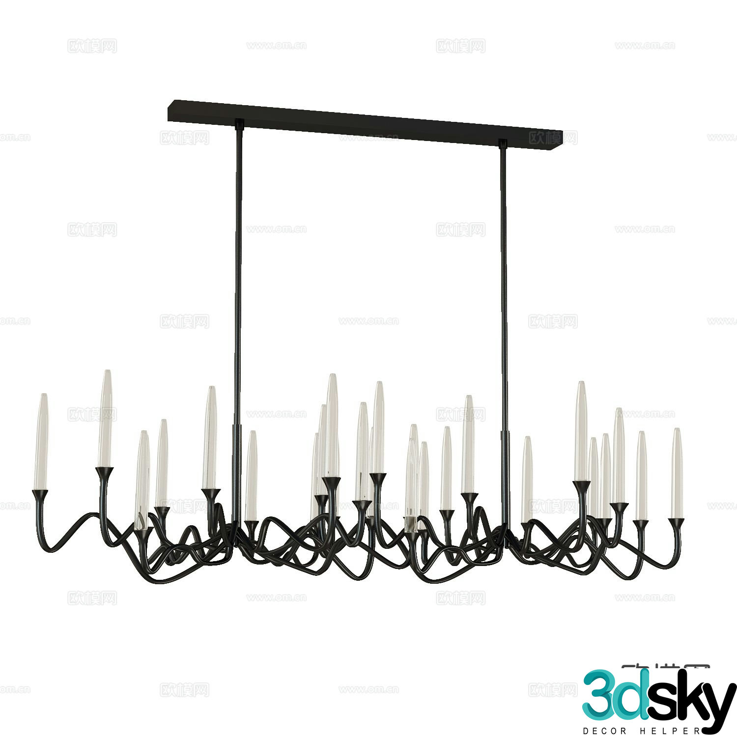 Modern candlestick chandelier 3d model