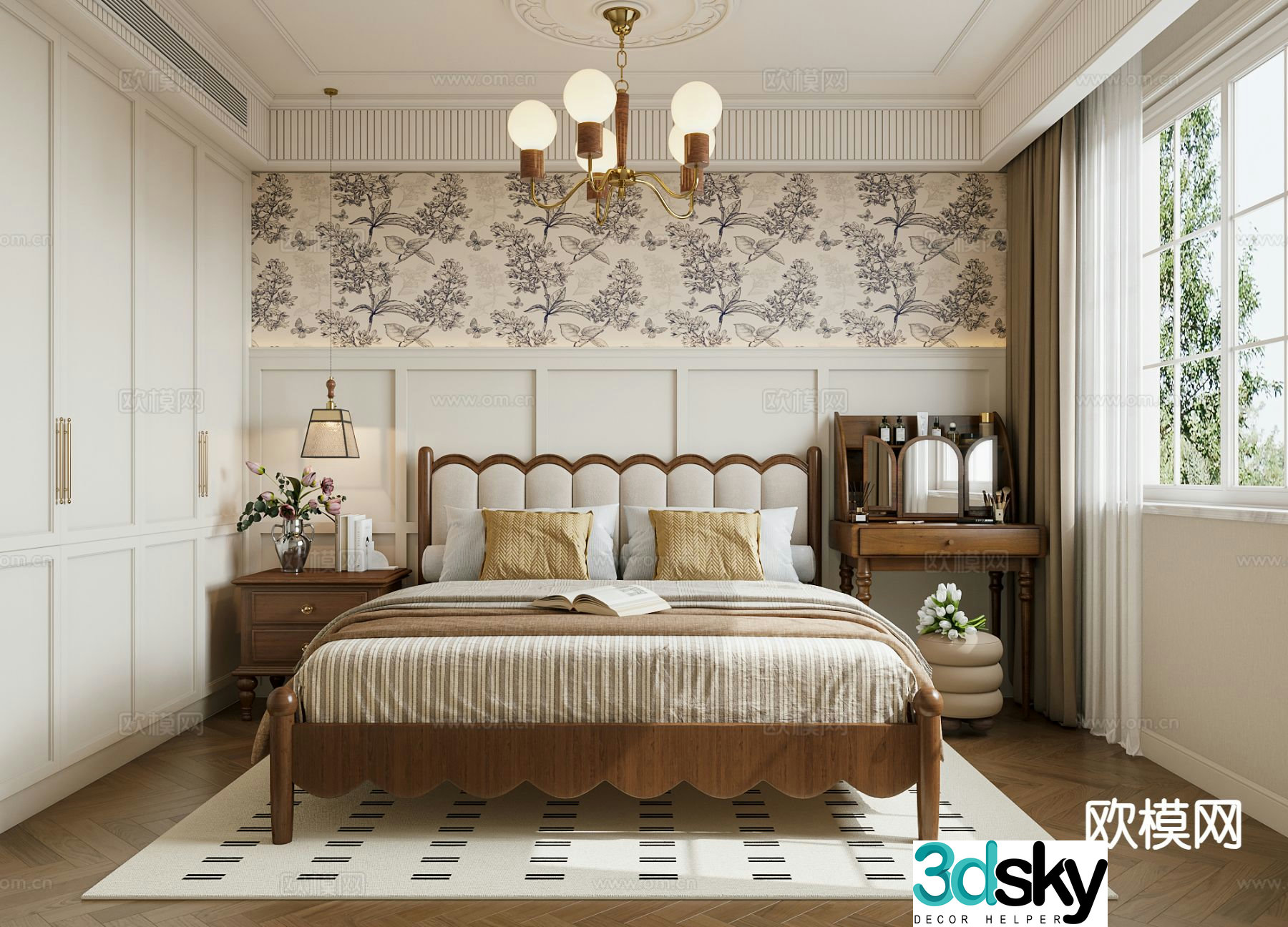 Medieval style bedroom master bedroom 3d model