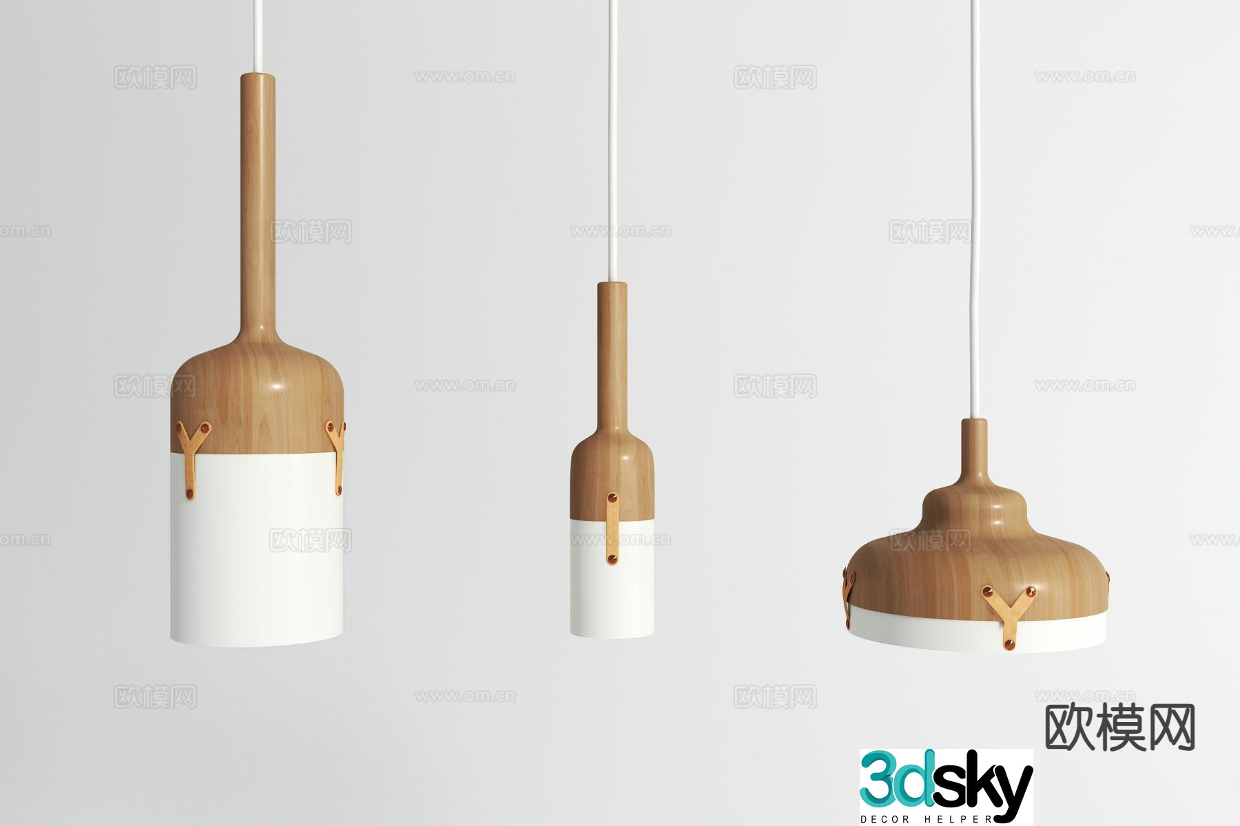 Nordic wooden chandelier 3d model