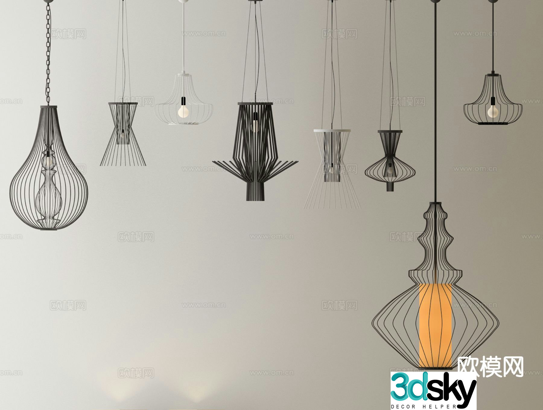 New Chinese style chandelier hollow chandelier 3d model