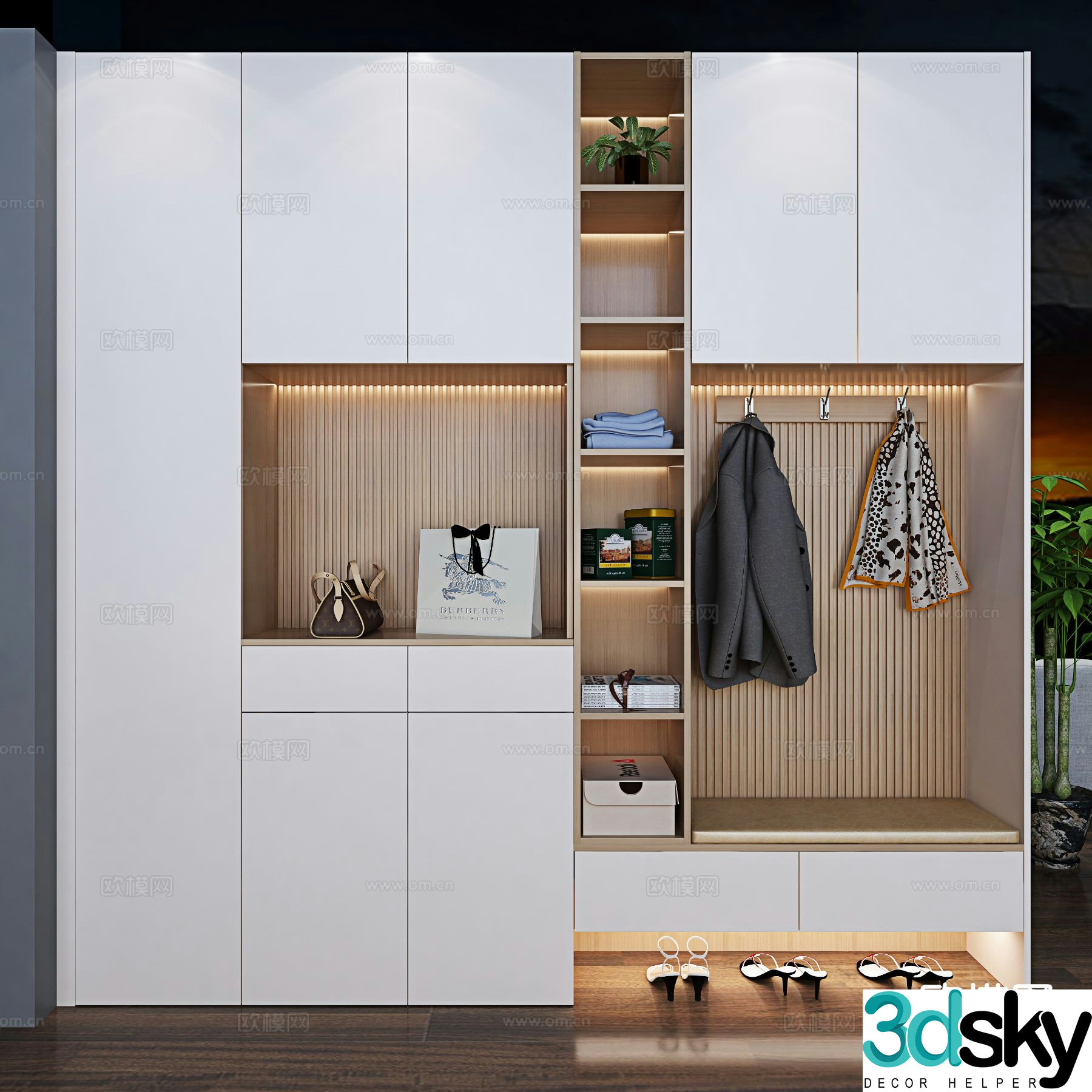Modern entrance shoe cabinet 3d model