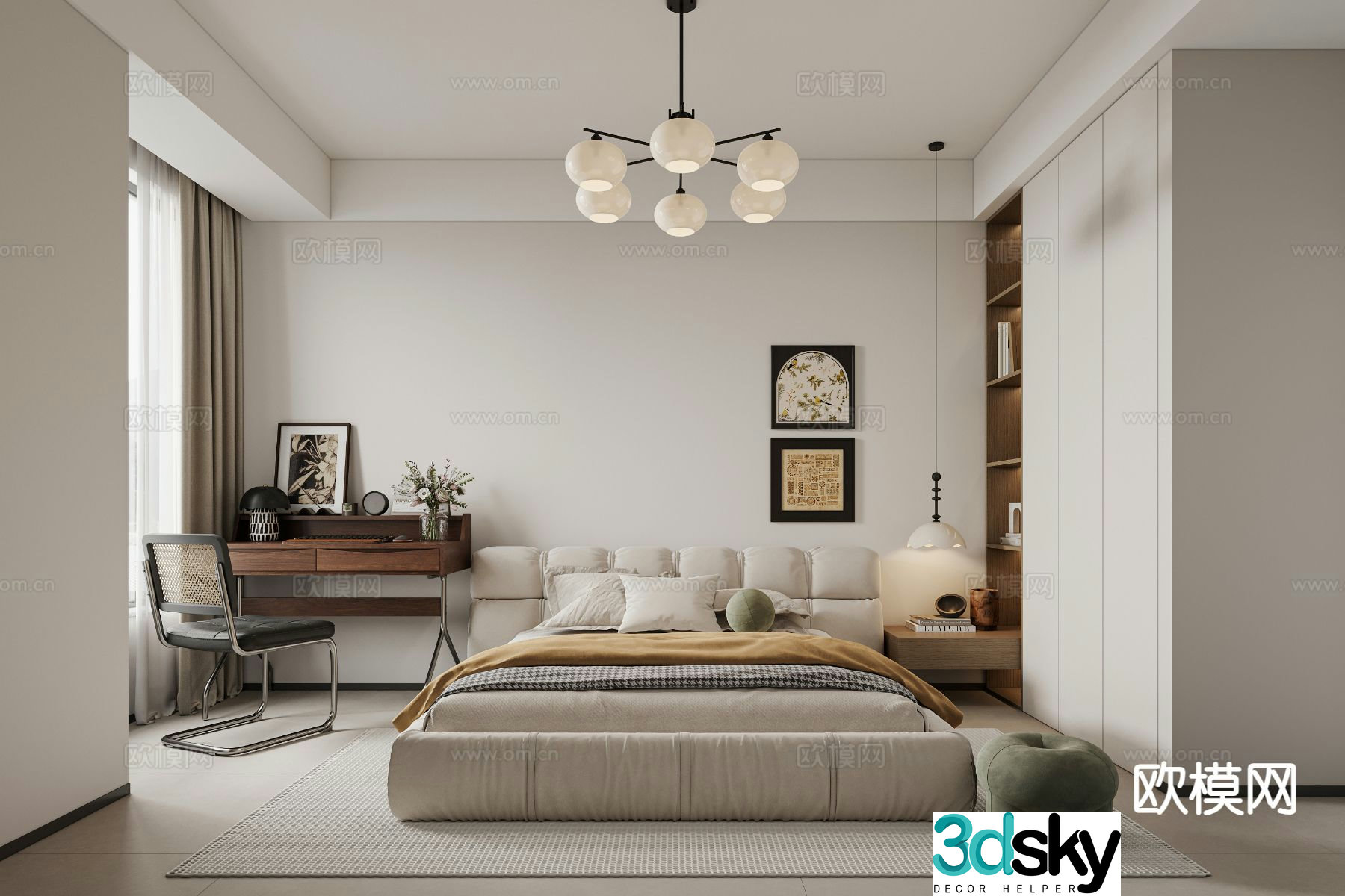 Medieval style bedroom master bedroom 3d model