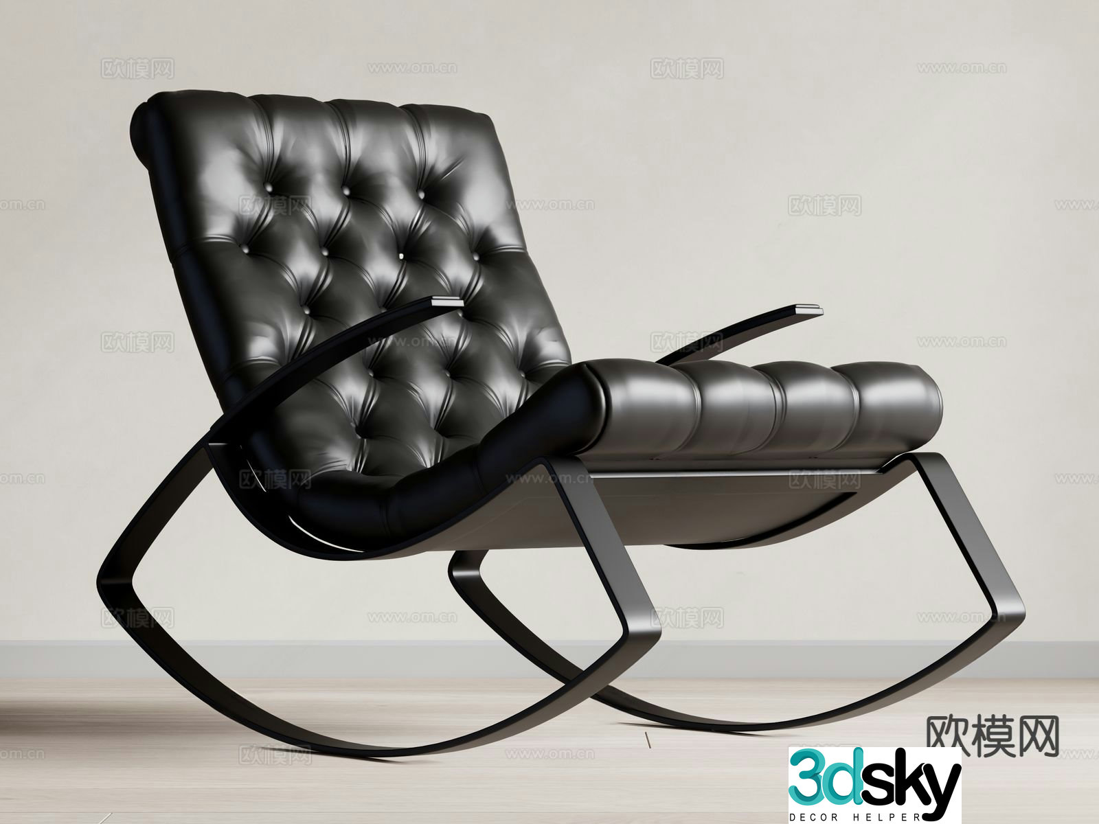 Modern rocking chair leather leisure chair 3d model
