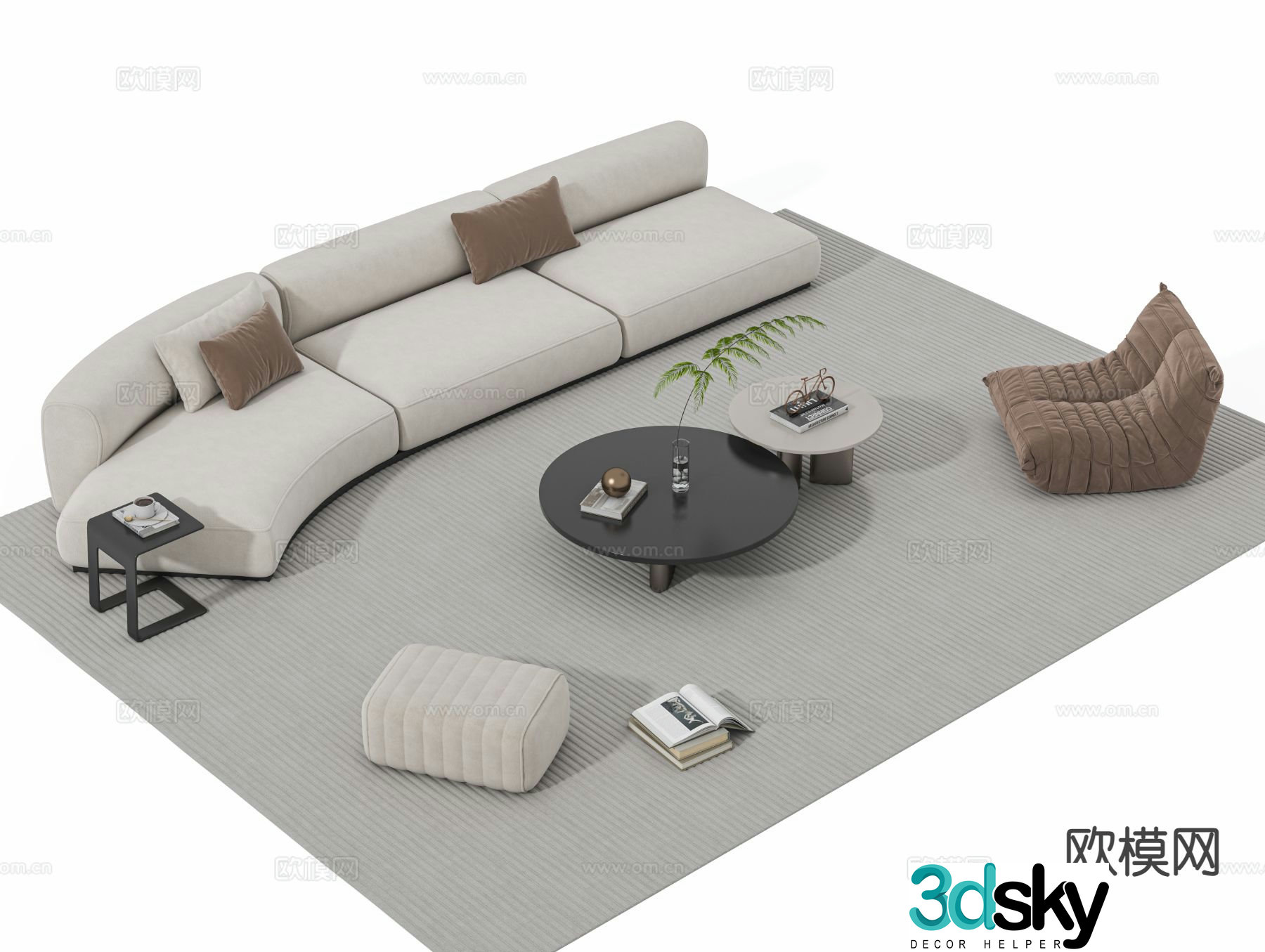 Cream style sofa modular sofa 3d model
