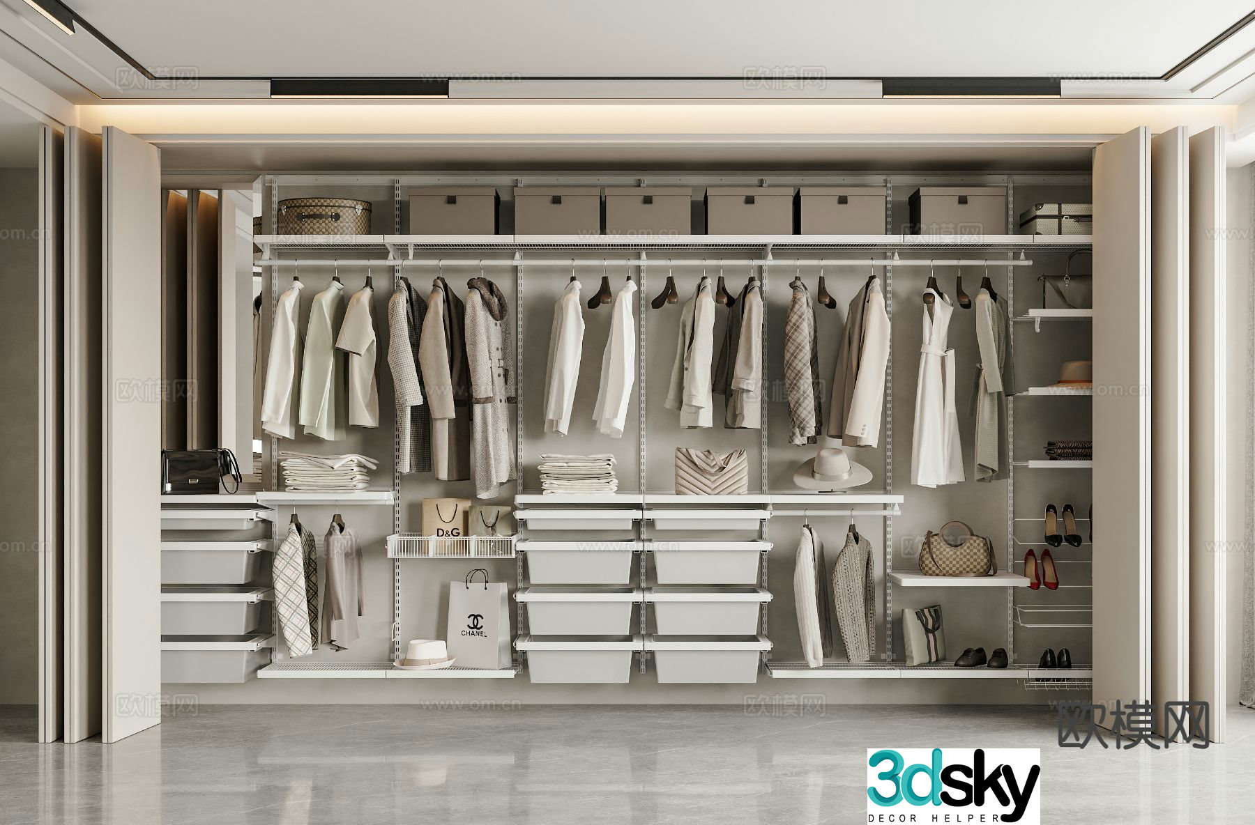 Modern folding door wardrobe wardrobe 3d model